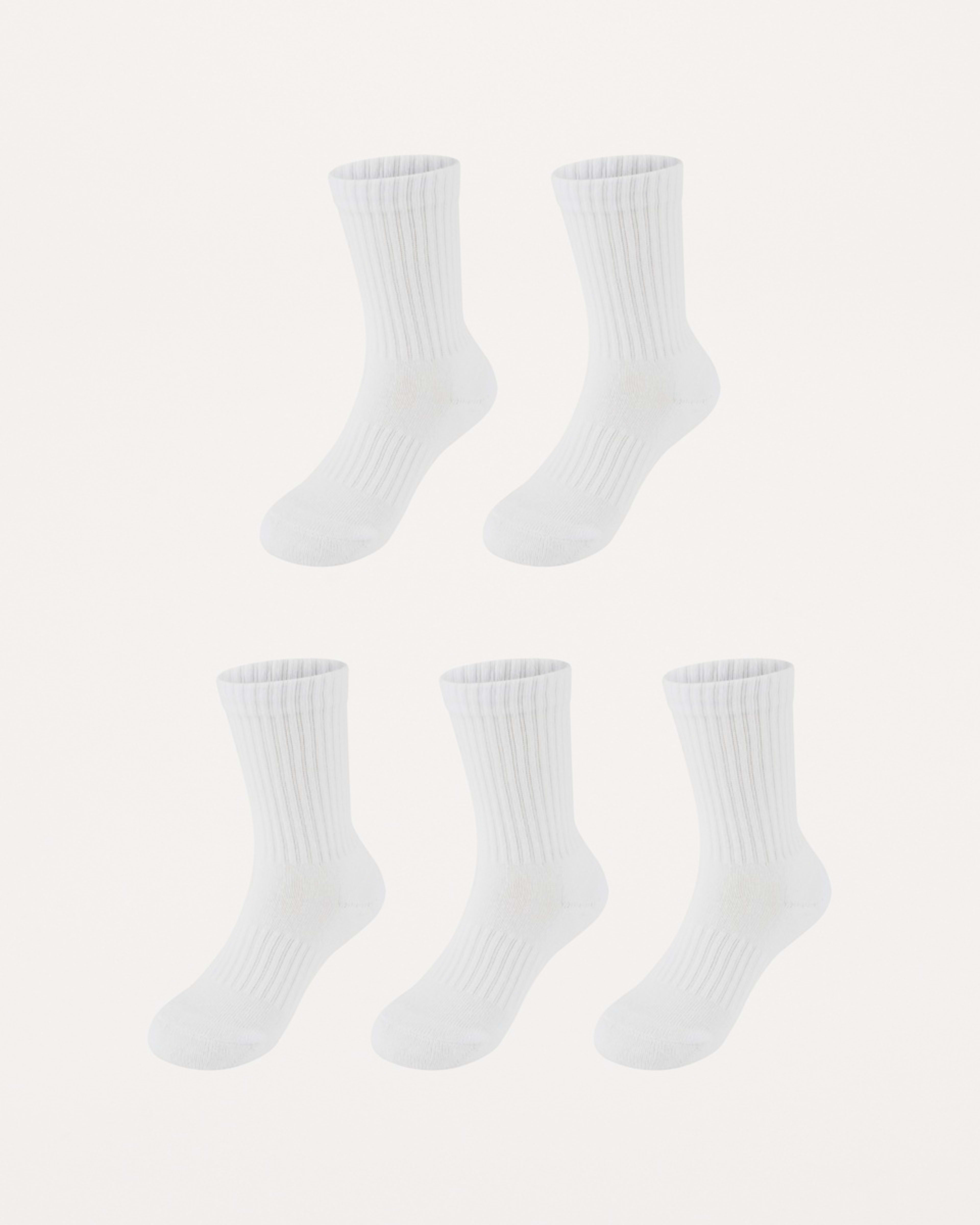 1 5 Pack Ultimate School Crew Socks WHITE, 1 of 3