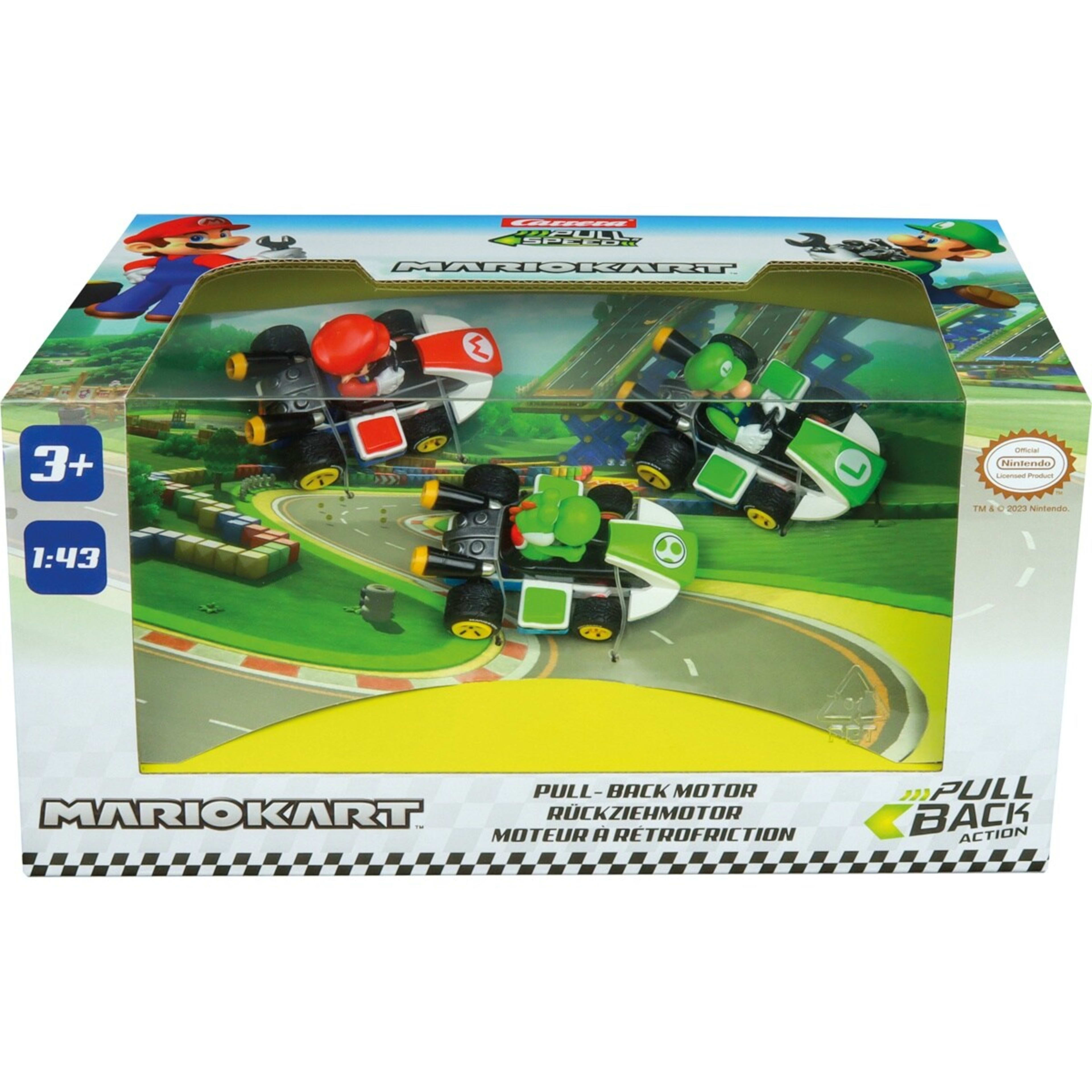 1 3 Pack Carrera Pull Speed MarioKart 1:43 Scale Vehicles