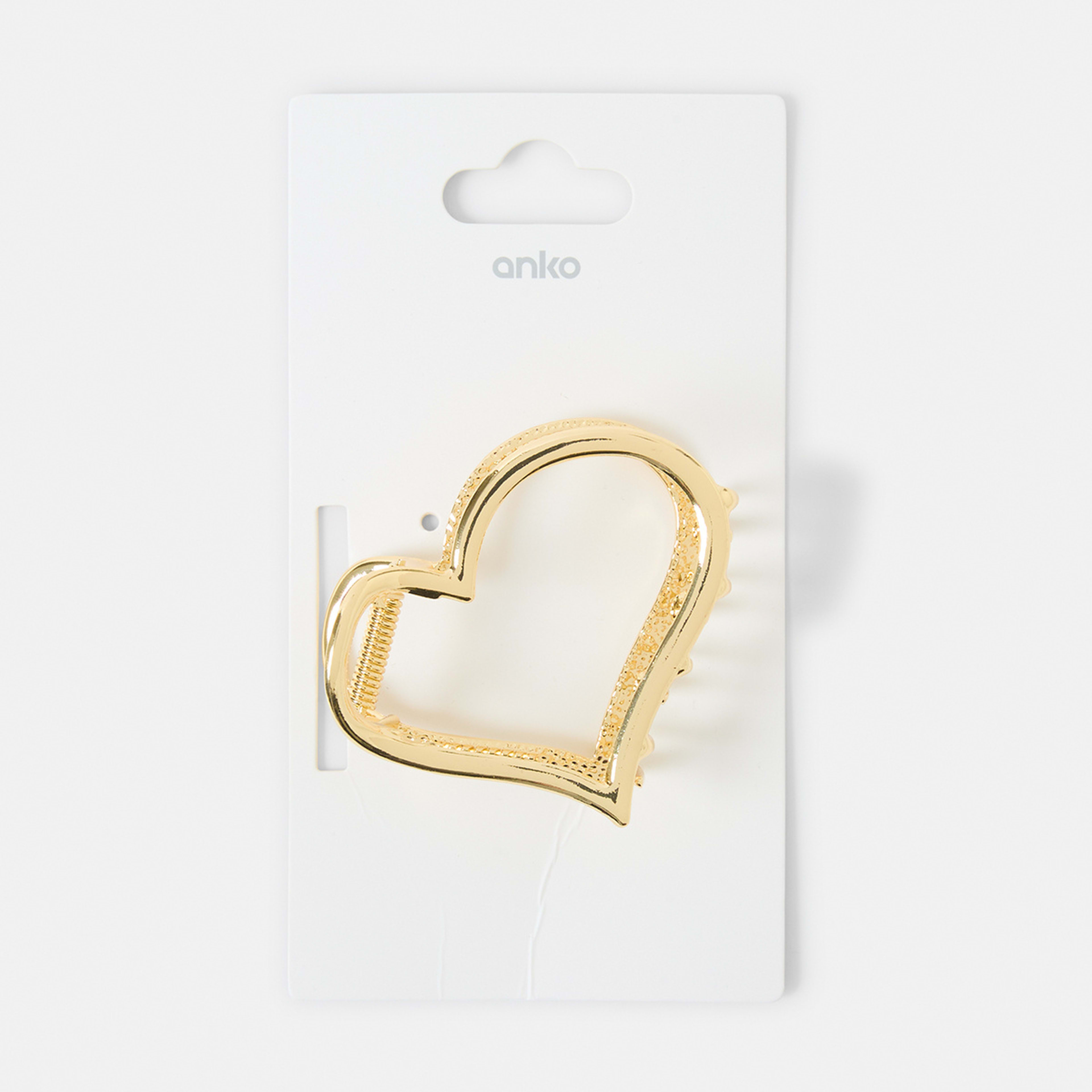 4 Gold Tone Metal Heart Hair Claw Clip, 4 of 4