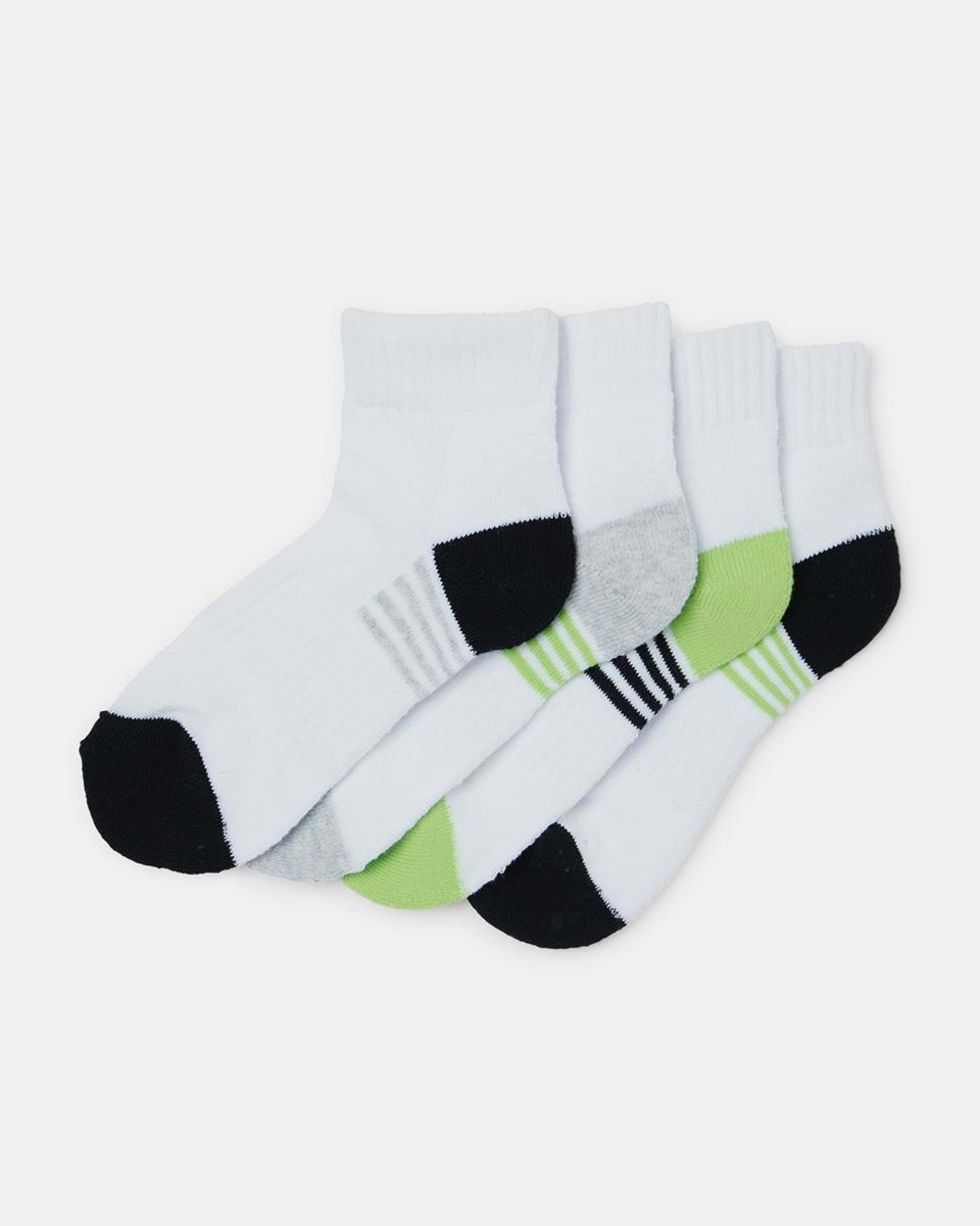 1 4 Pack Active Kids Quarter Crew Socks Green, 1 of 3