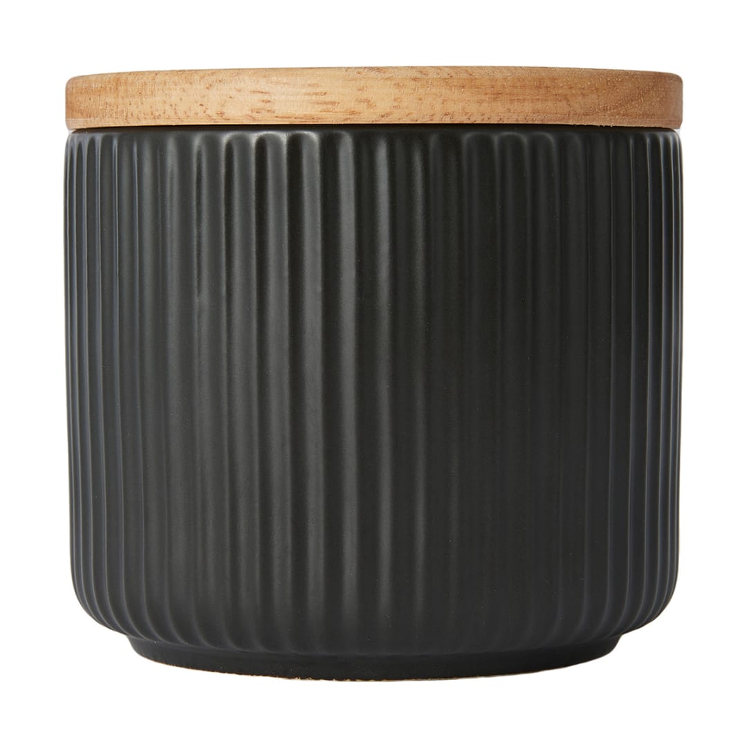 Small Black Ribbed Canister Kmart