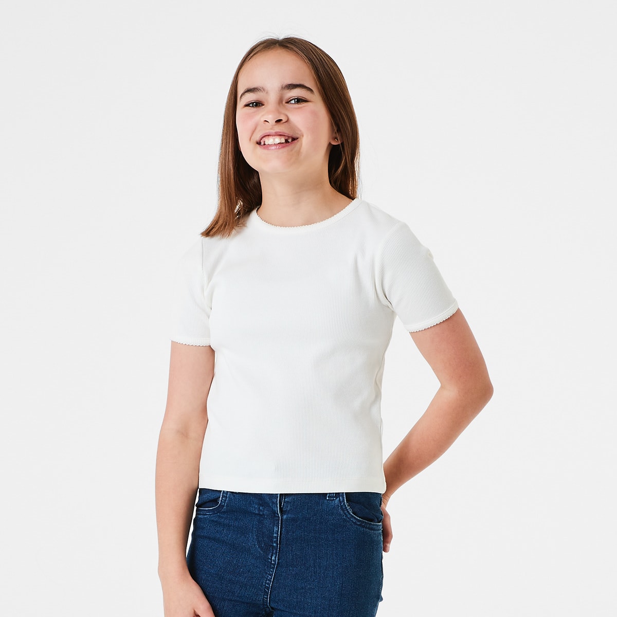 Short Sleeve Ribbed T-shirt - Kmart