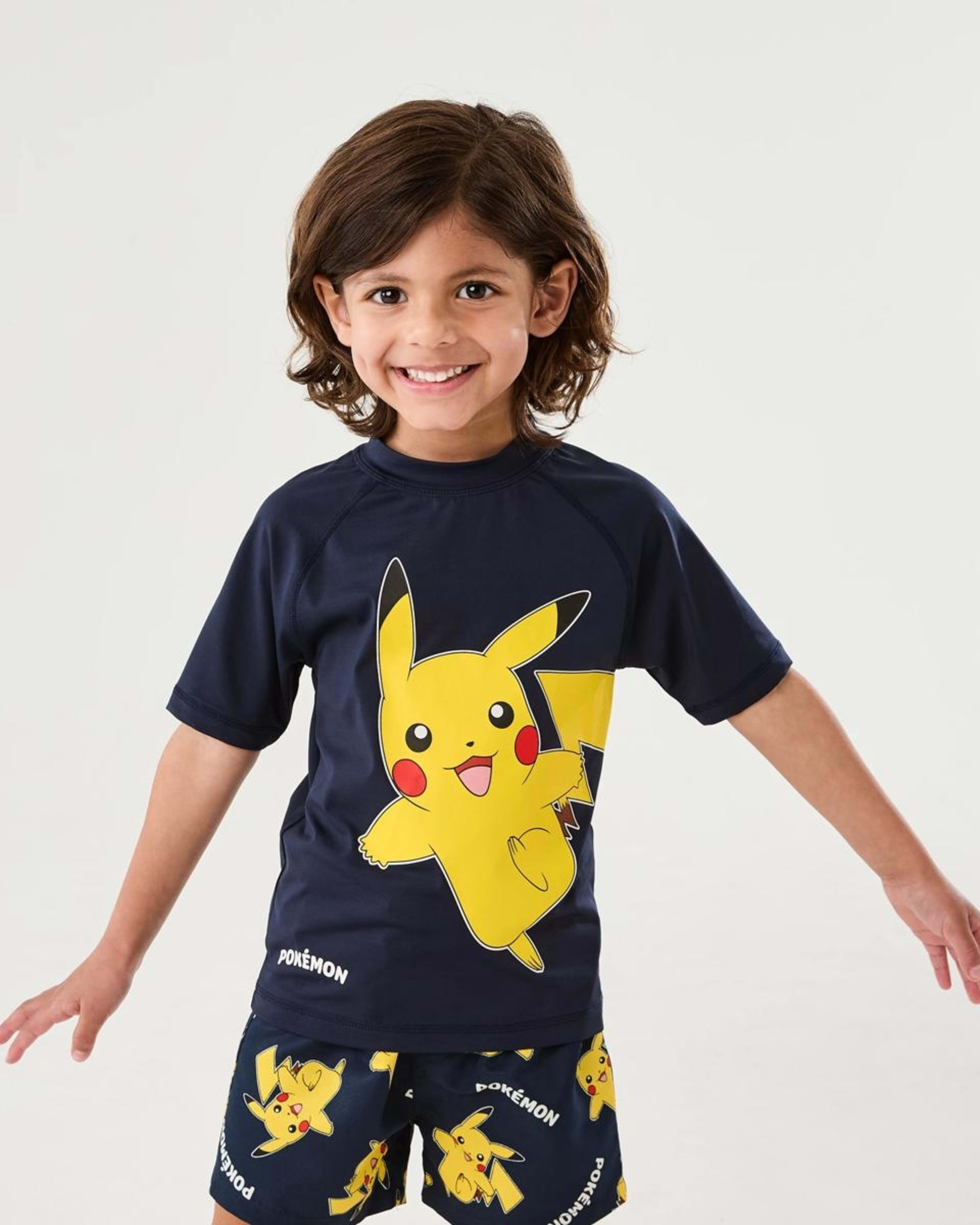 1 Pokemon License Short Sleeve Rash Vest NAVY PIKACHU, 1 of 5