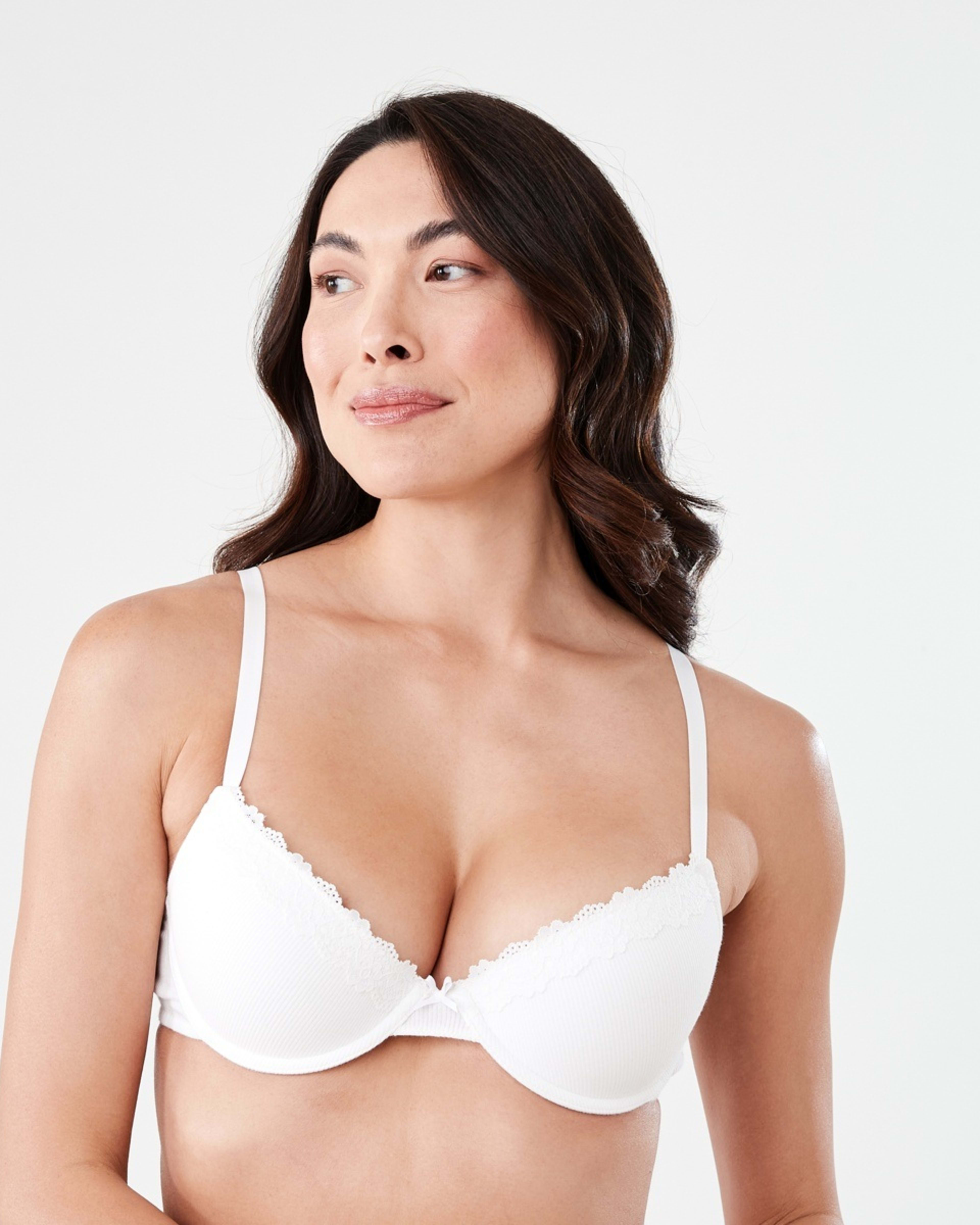 4 2 Pack Push-up Rib Lace Bra SILVER MARLE, OFF WHITE, 4 of 8