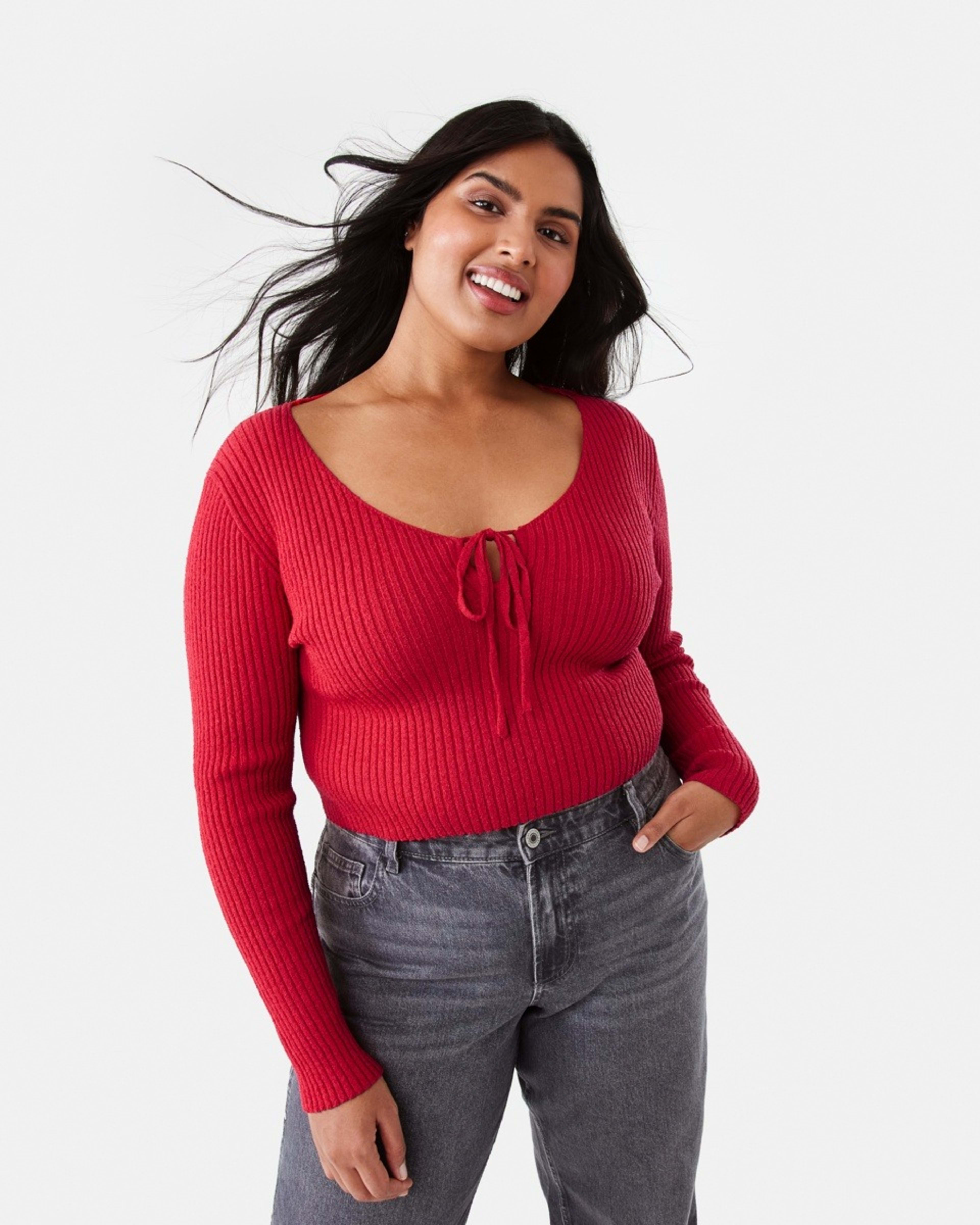 3 Lace Up Crop Jumper Strawberry, 3 of 8
