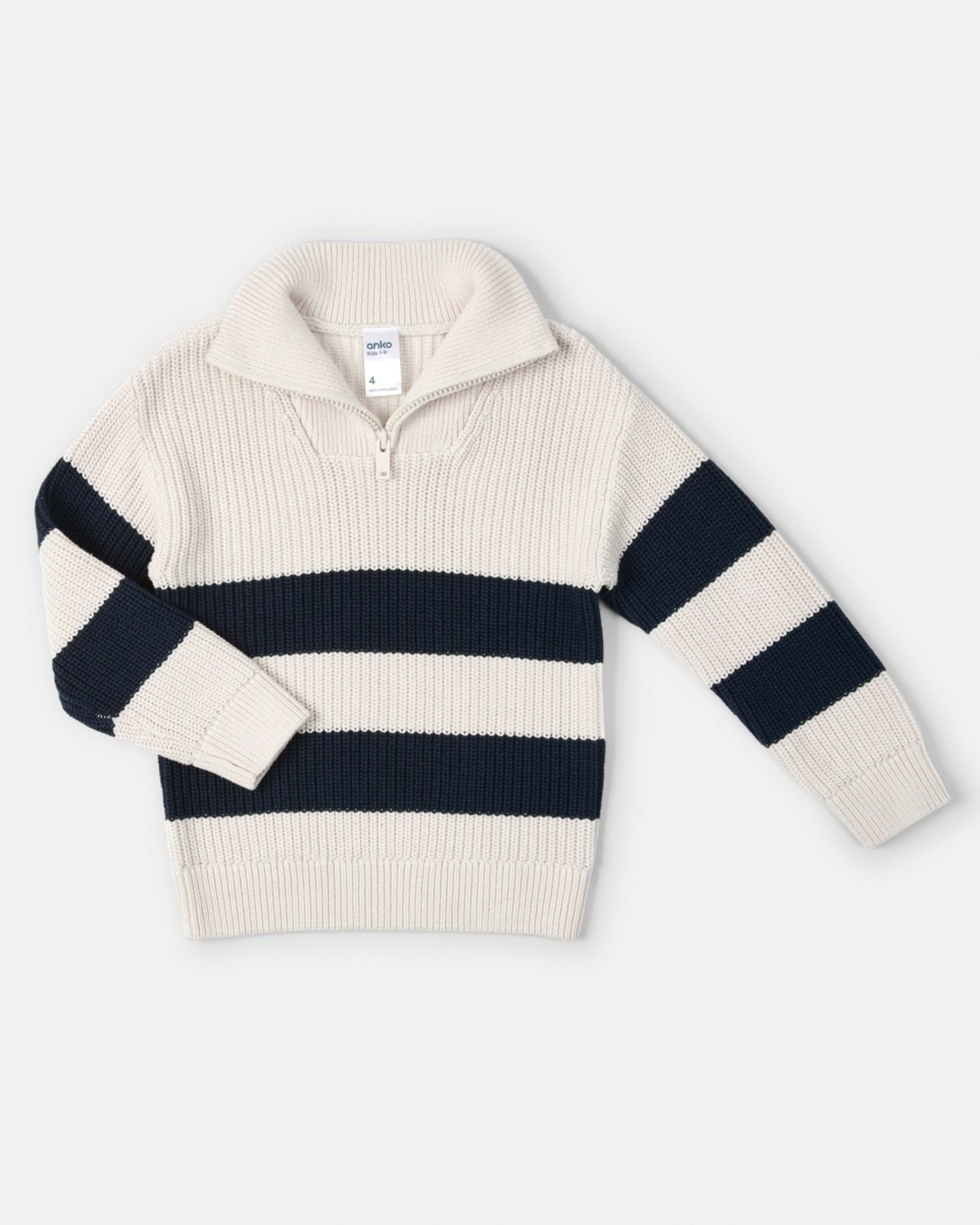 8 Funnel Neck Knit Top Bge Stripe, 8 of 9