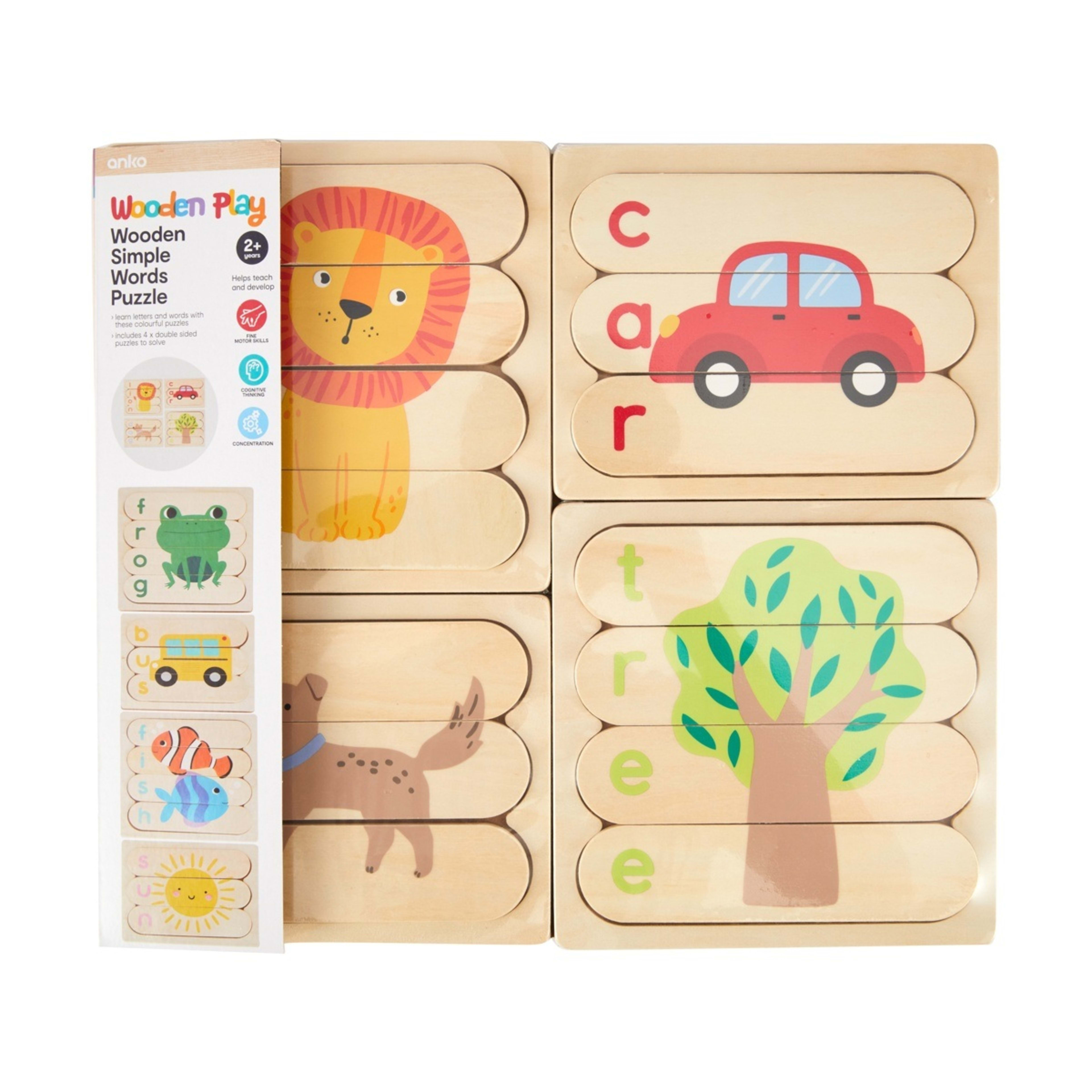 1 Wooden Play Simple Words Puzzle