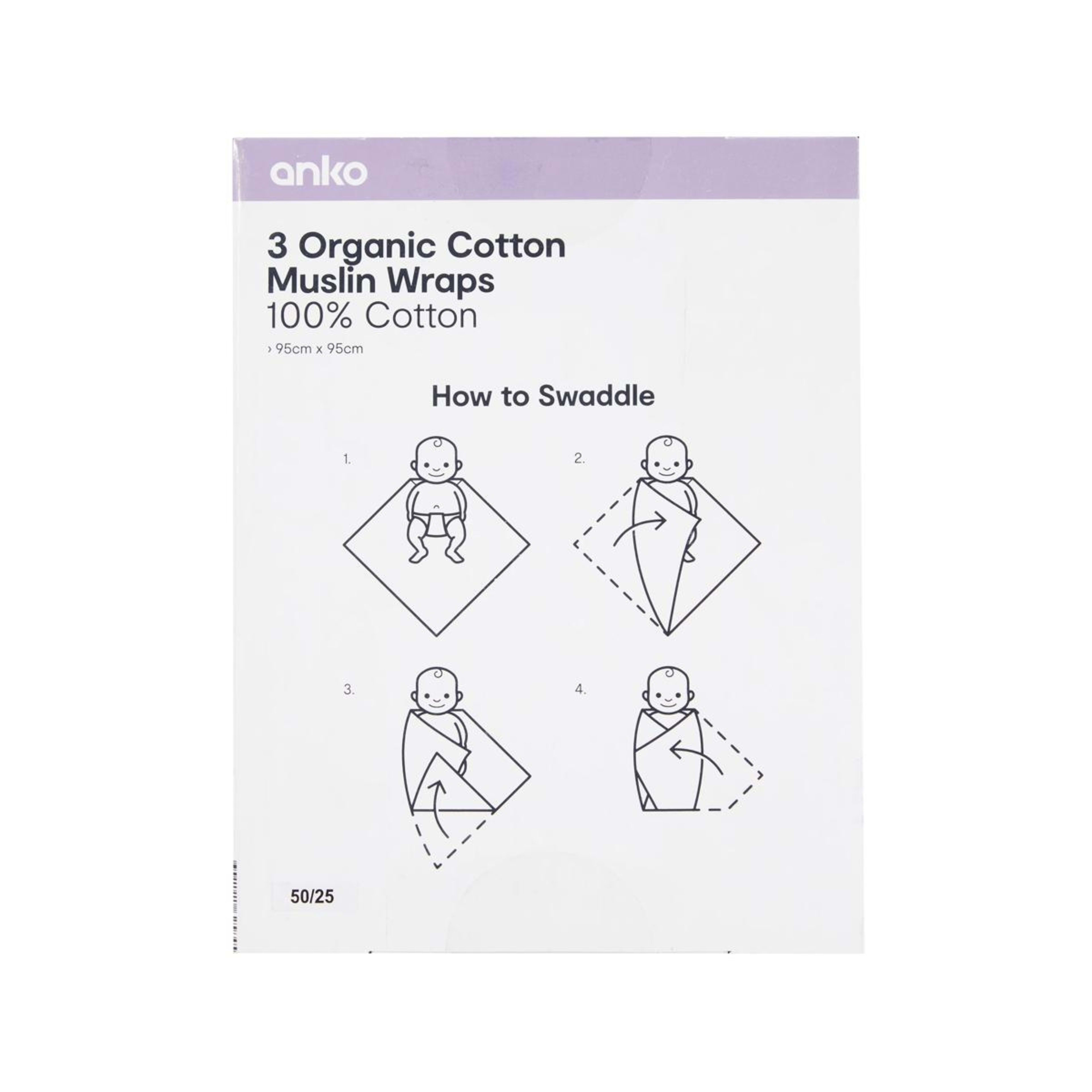 7 3 Pack Organic Cotton Muslin Wraps - Boho, 7 of 7