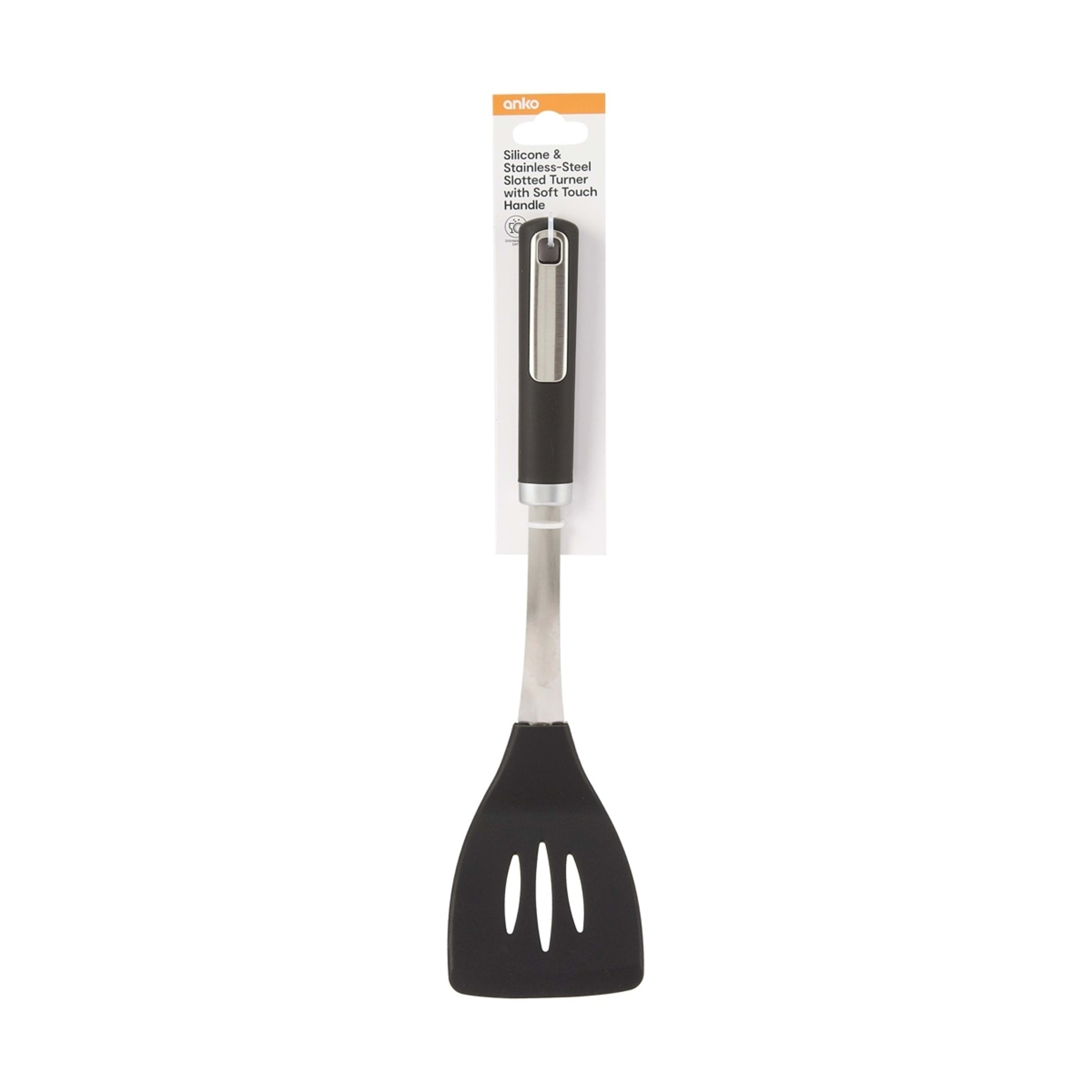 5 Silicone and Stainless Steel Slotted Turner with Soft Touch Handle, 5 of 5