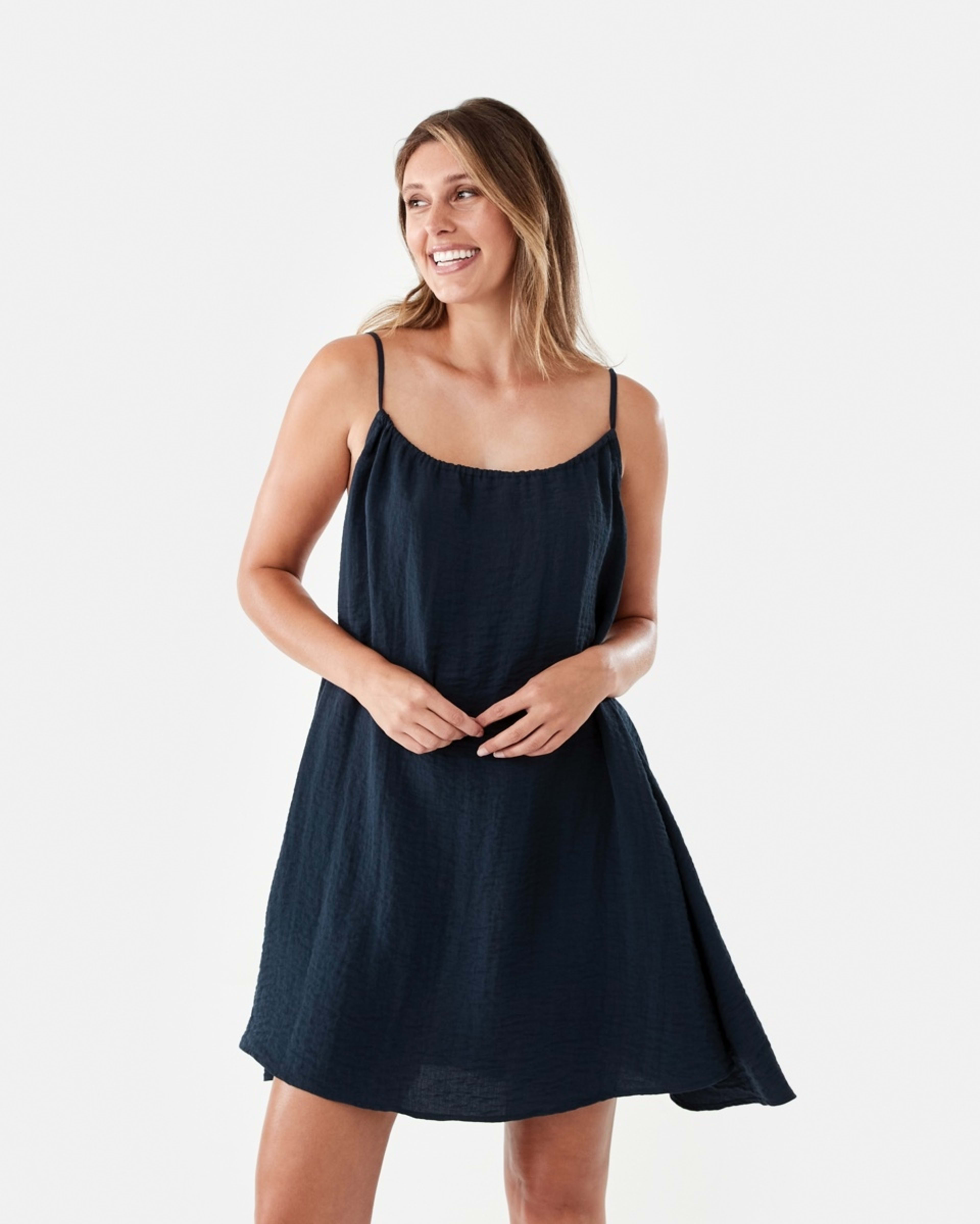 1 Sleeveless Textured Mini Dress Navy Blaze