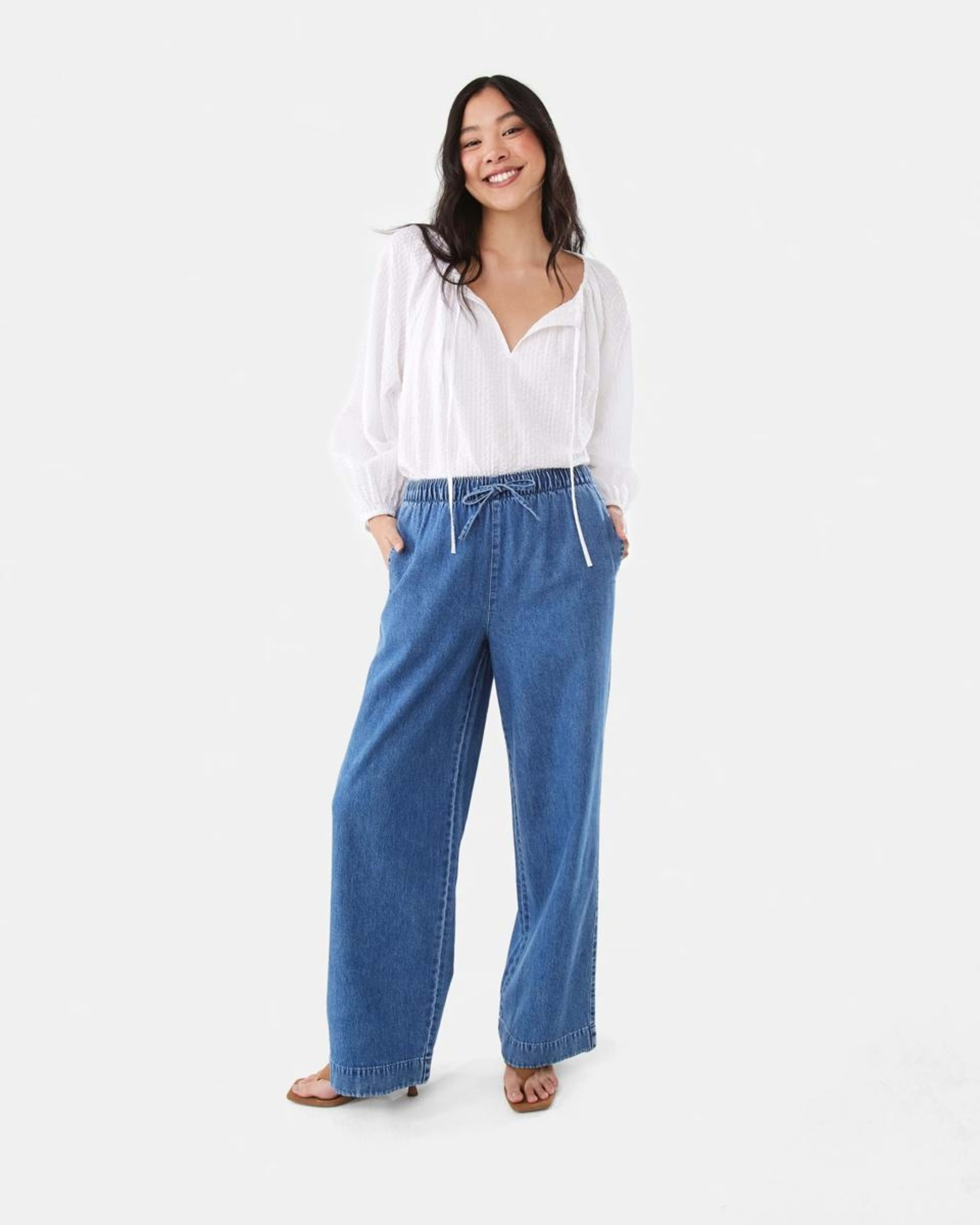 2 Comfort Wide Leg Jeans MID WASH, 2 of 9