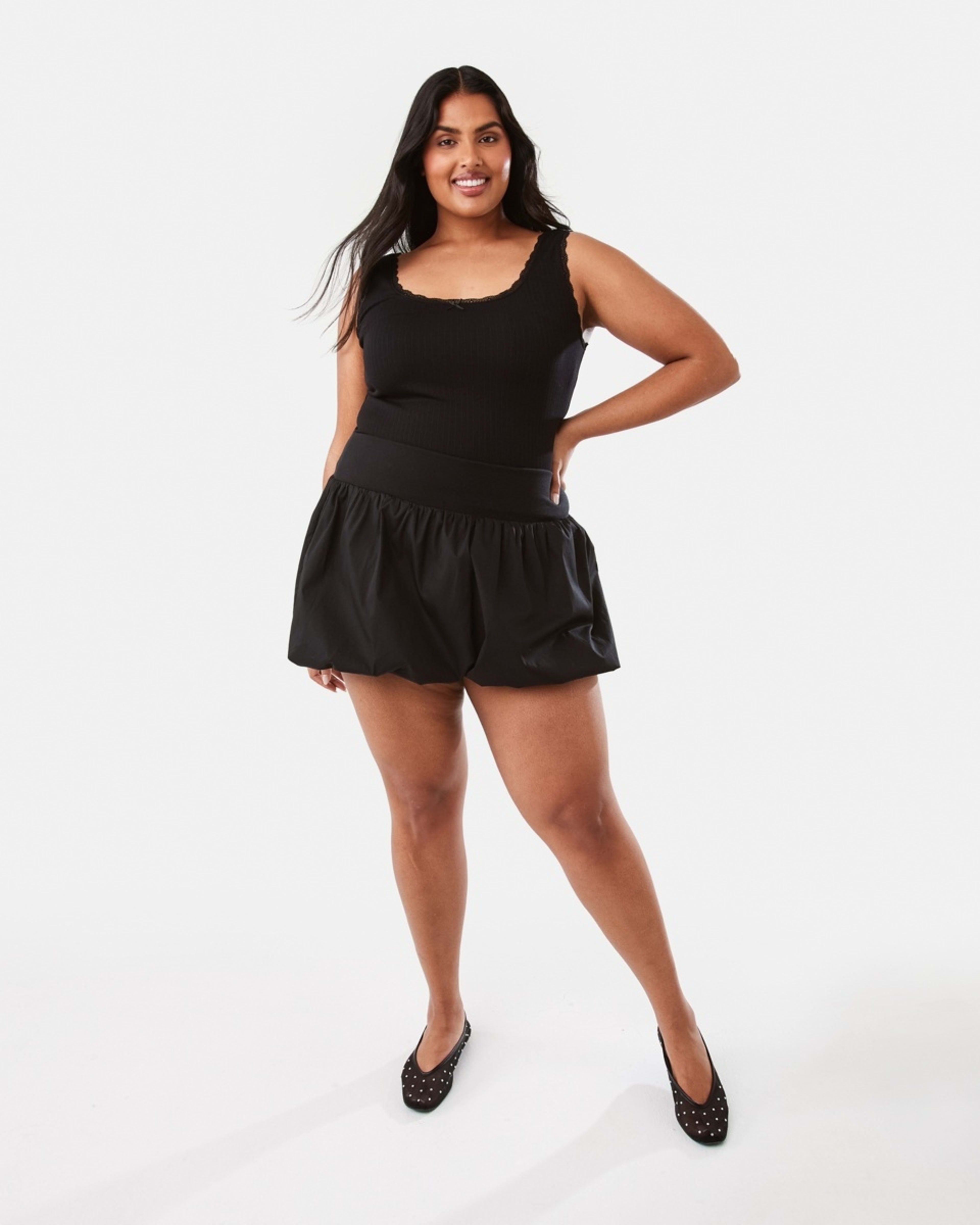 4 Sleeveless Rib Lace Trim Top Black, 4 of 10