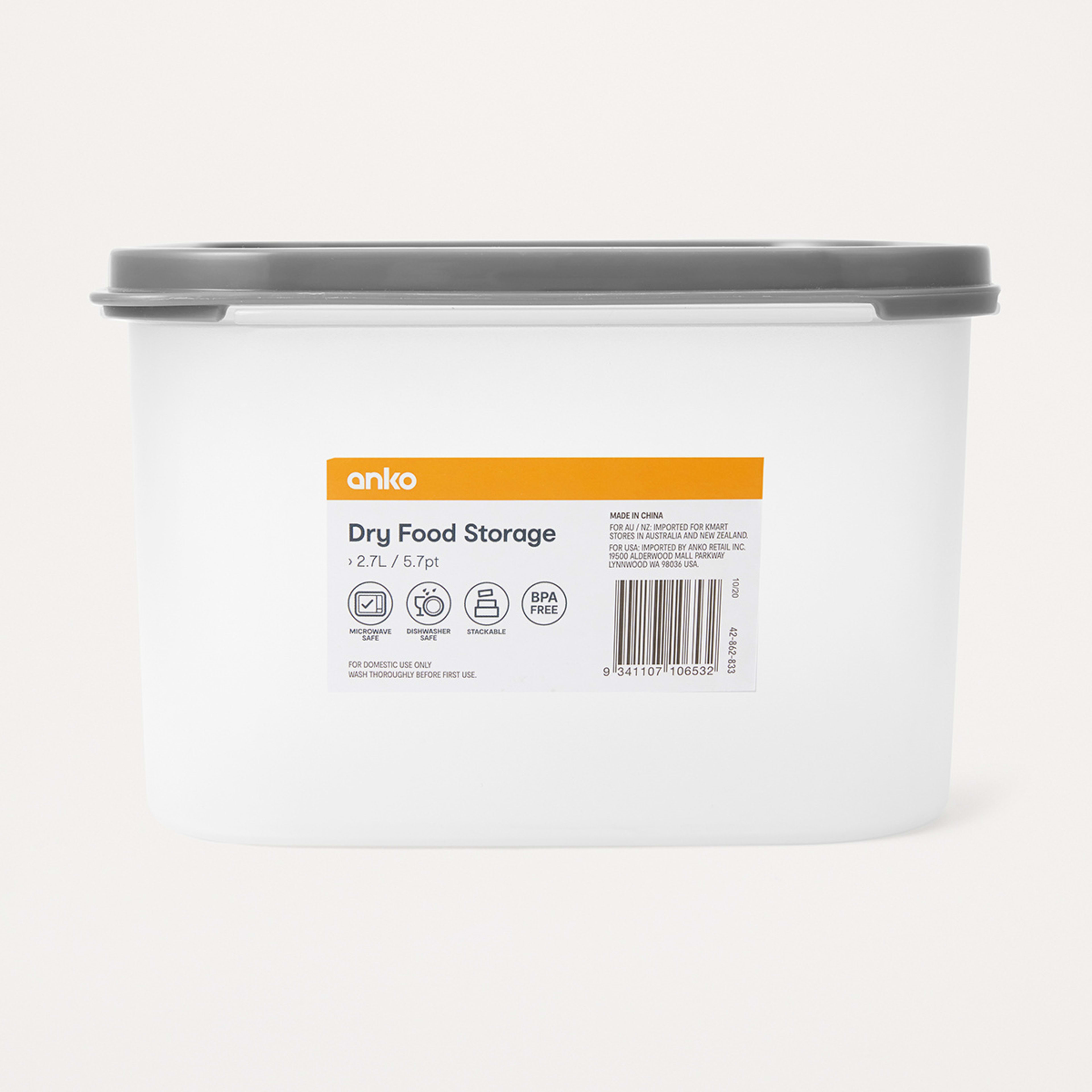2.7L Dry Food Storage Container Kmart