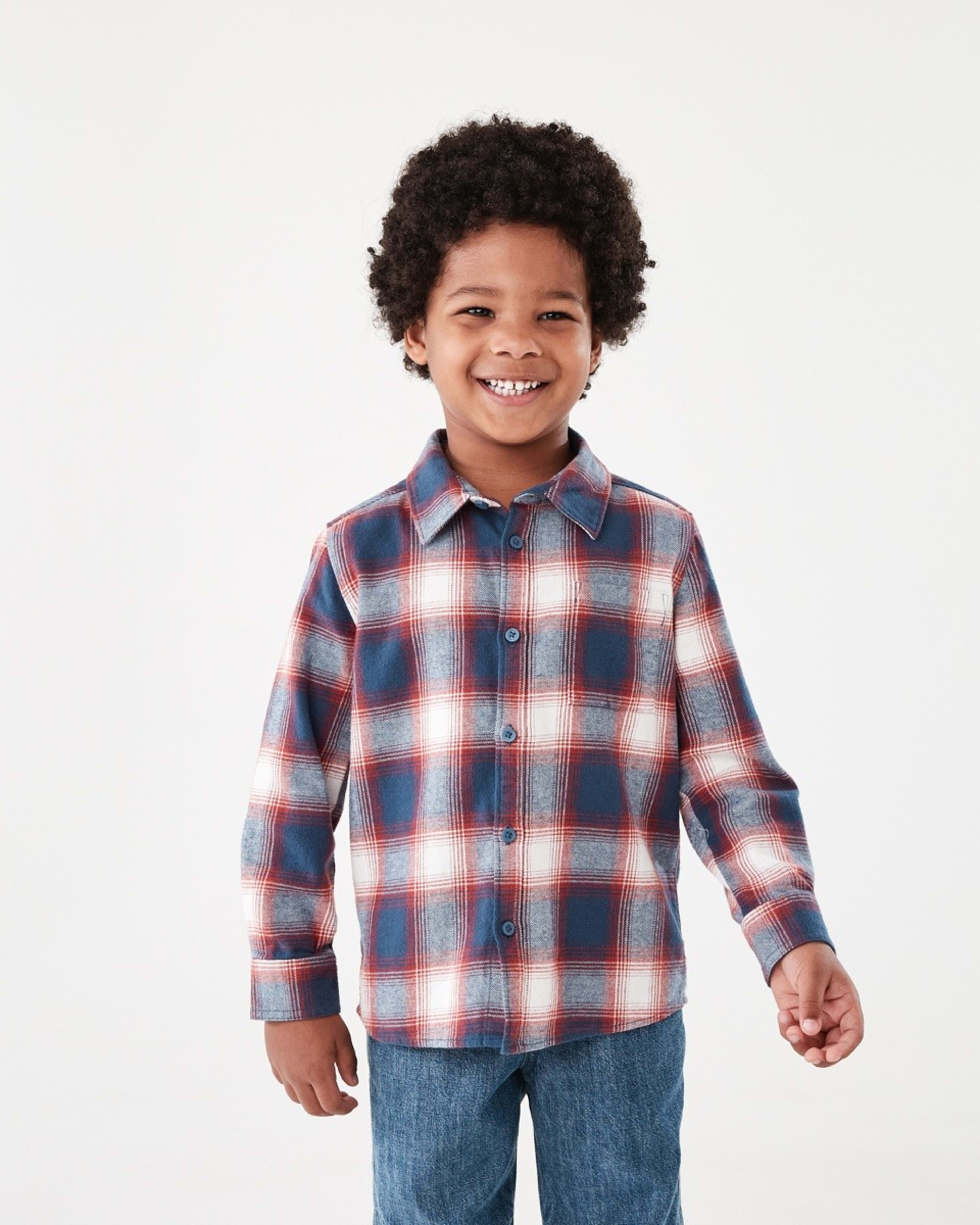 1 Yarn Dyed Flannel Shirt Blu Check