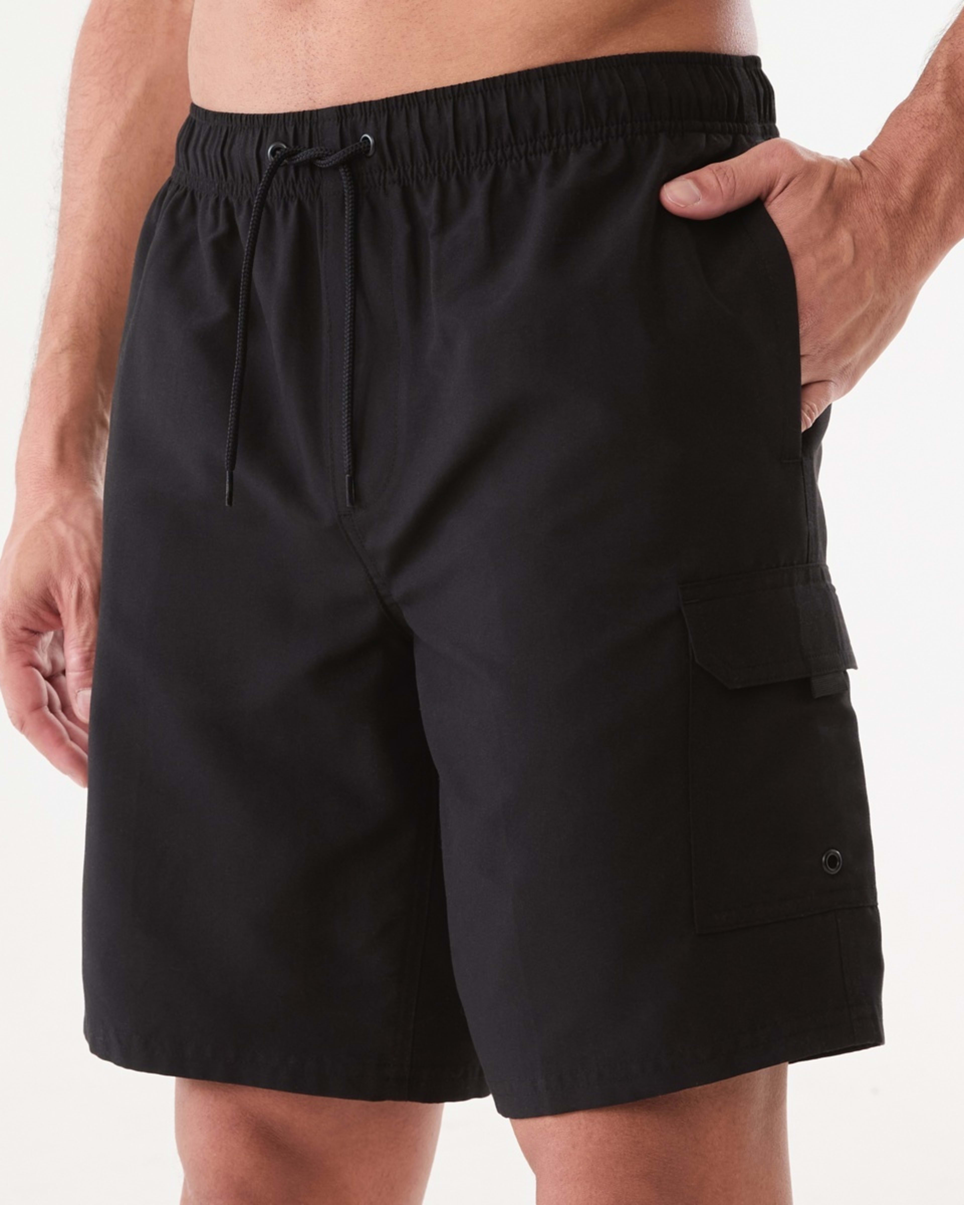 2 Elastic Waist Regular Cargo Boardshorts BLACK, 2 of 5