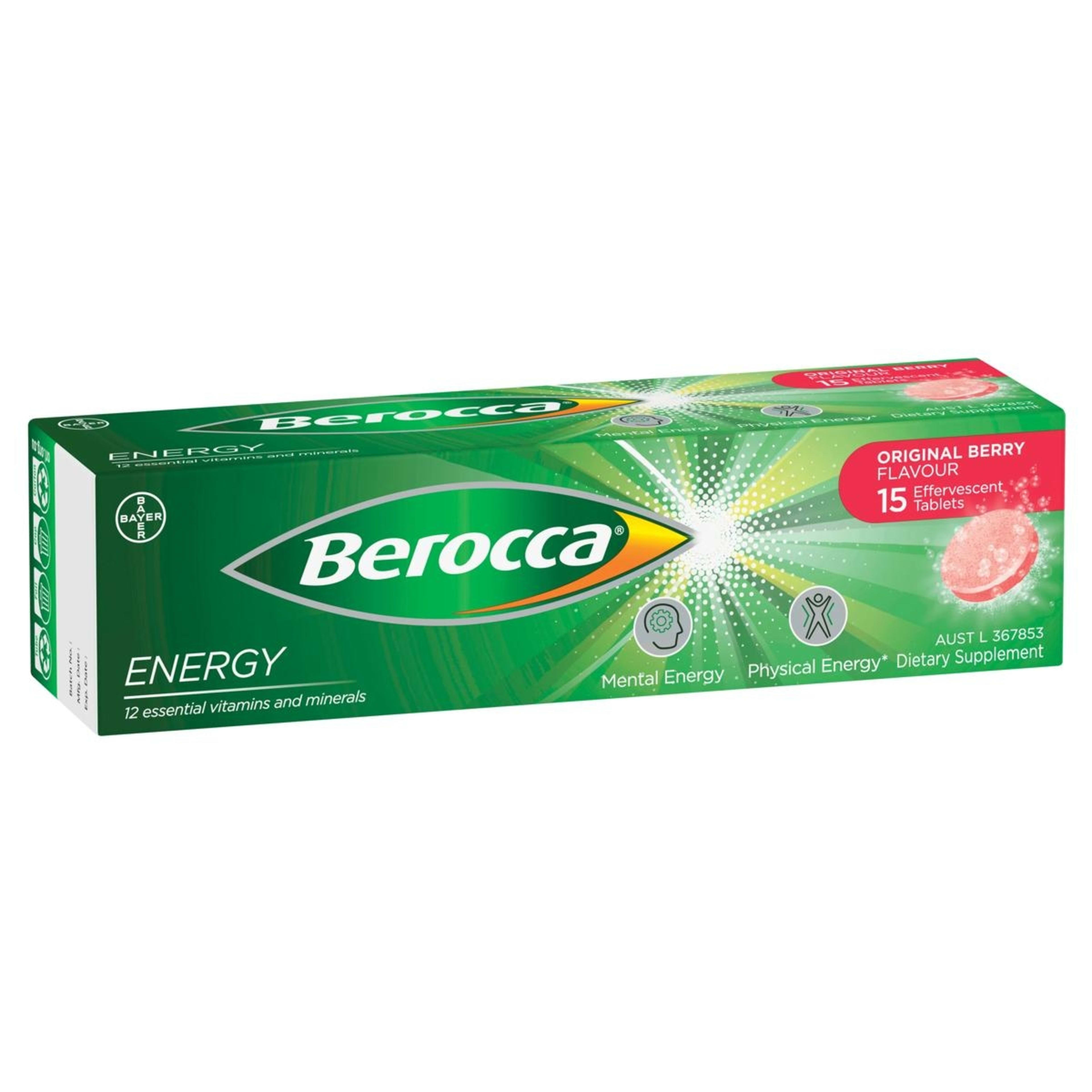1 15 Pack Berroca Energy Original Berry Flavour Effervescent Tablets, 1 of 10