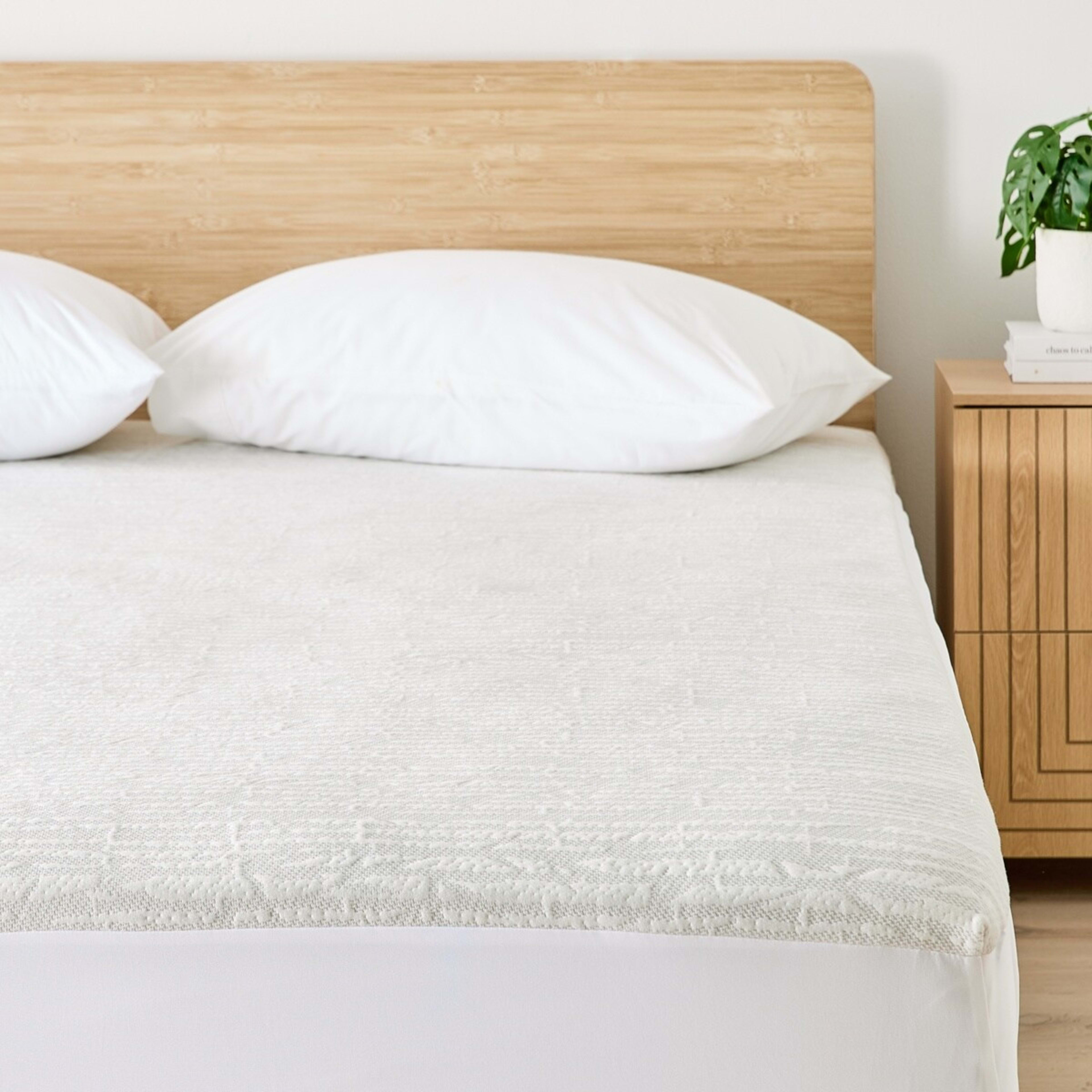 3 Memory Foam Mattress Topper with Skirt - Queen Bed, White and Grey, 3 of 10