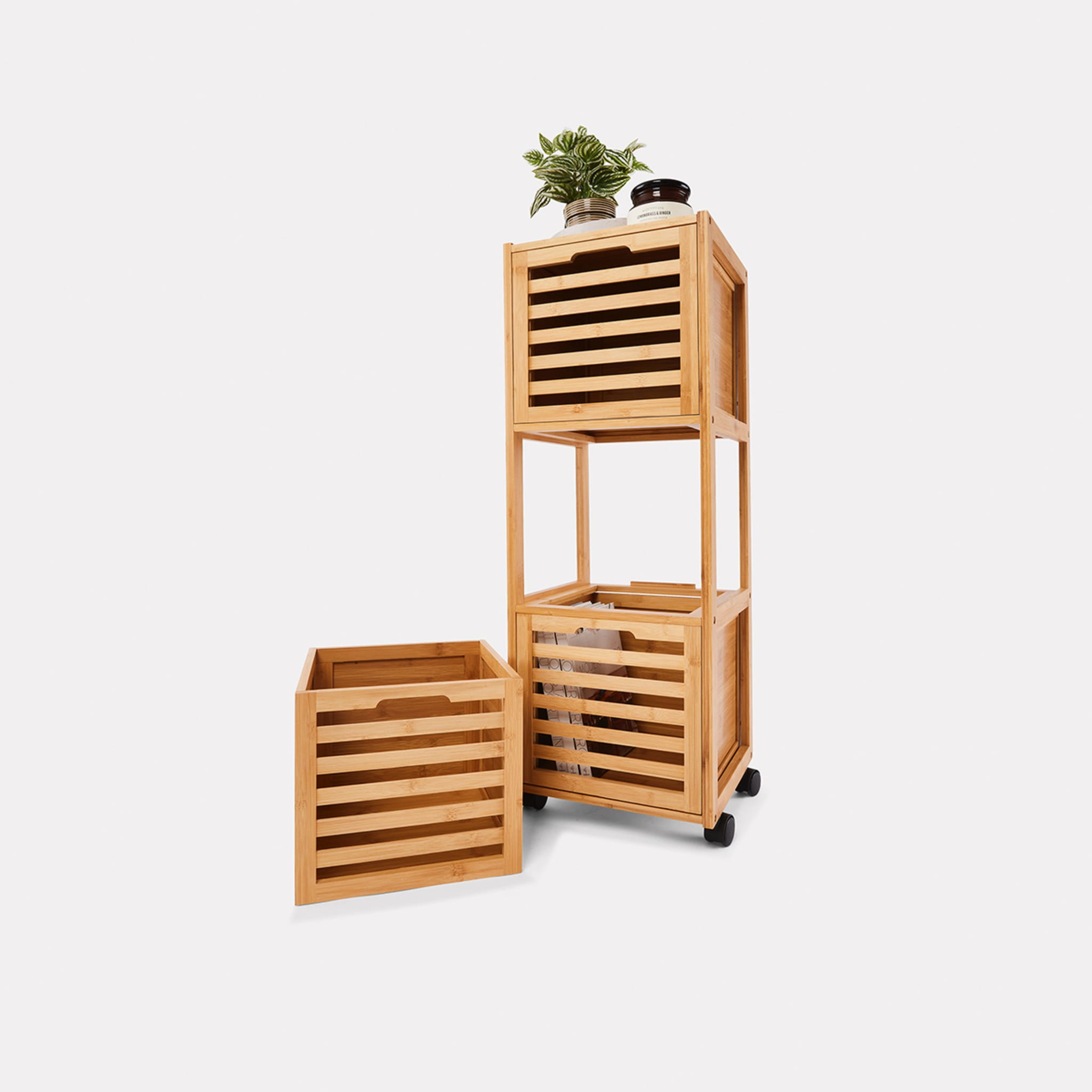 Slatted Bamboo 3 Drawers on Wheels Kmart