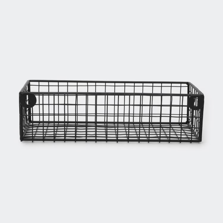 Set of 3 Metal Shelf Baskets Black Kmart