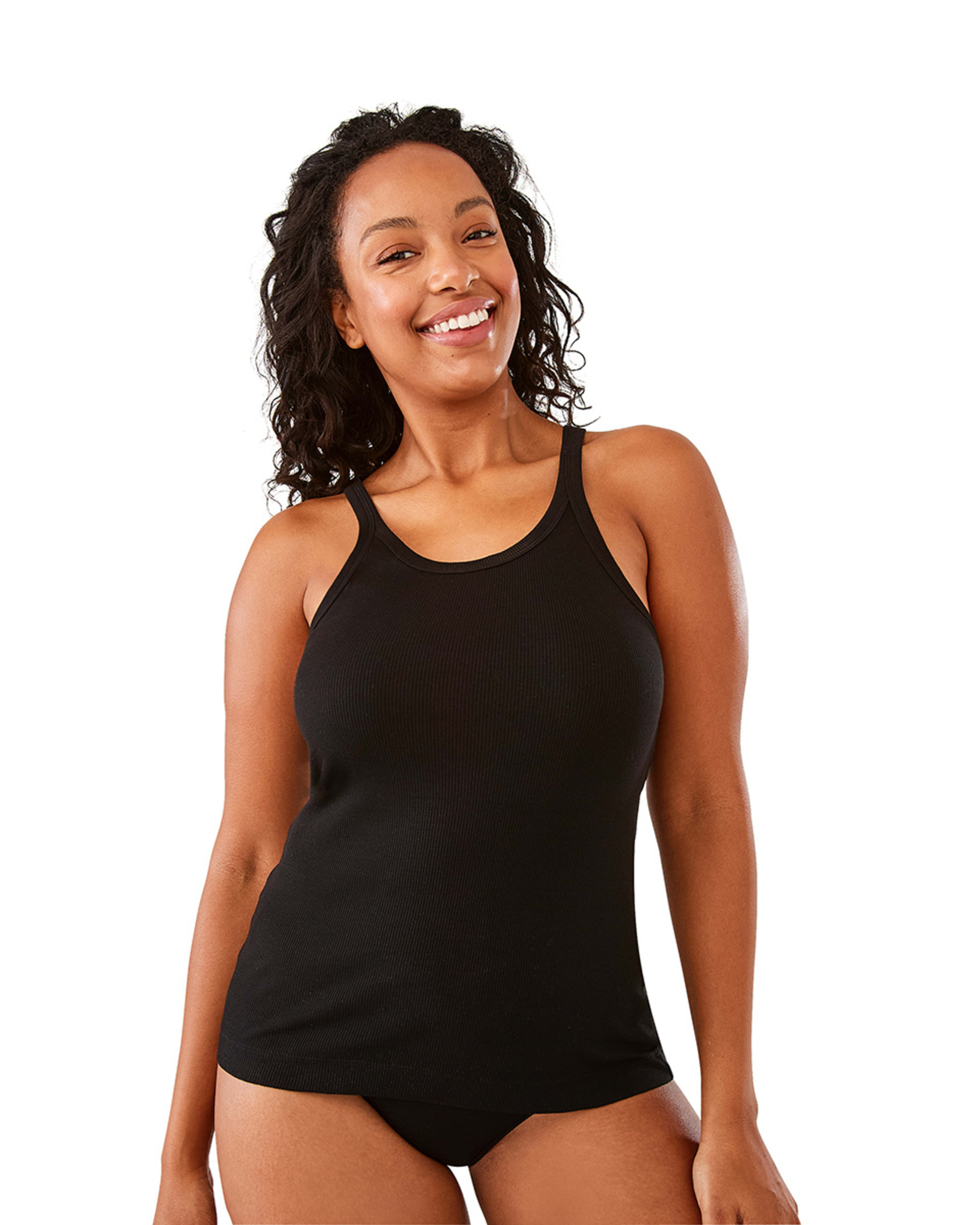 2 3 Pack Essential Cotton Rib Singlet Black, 2 of 8