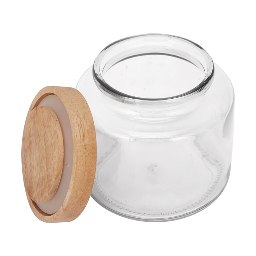 550ml Glass Jar with Wood Lid - Kmart