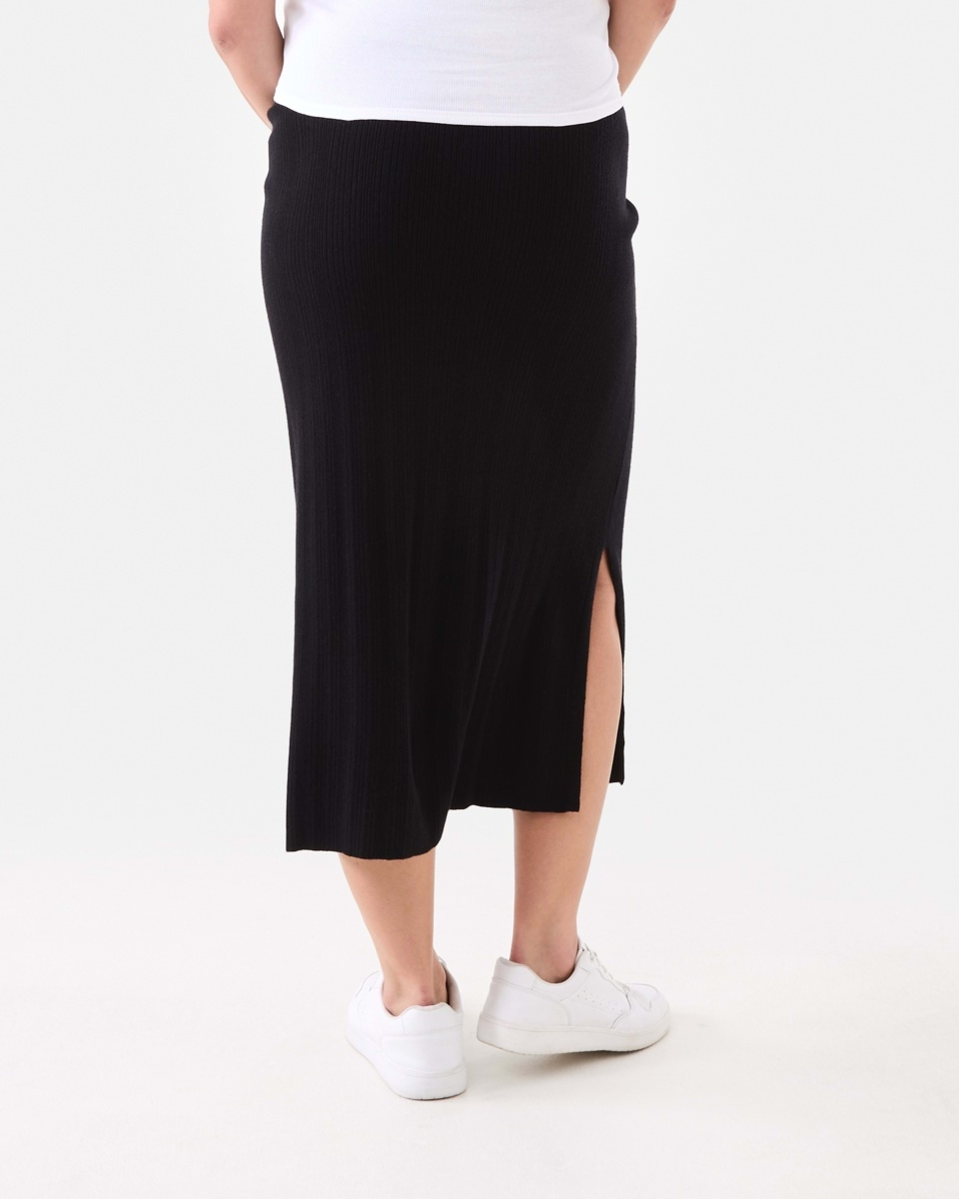 3 Maternity Rib Column Skirt Black, 3 of 5