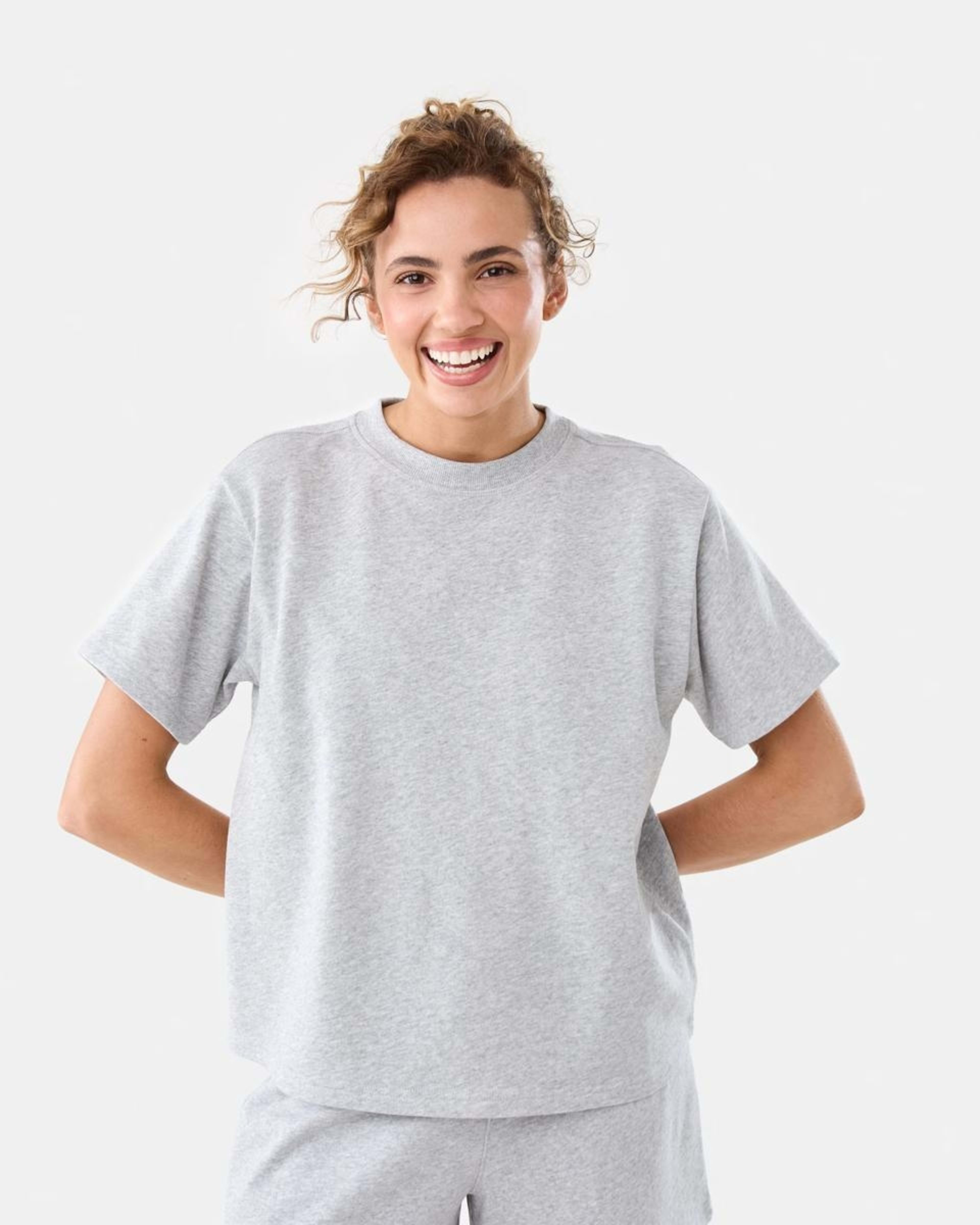 1 Active Womens Terry T-shirt SOFT GREY MARLE, 1 of 7