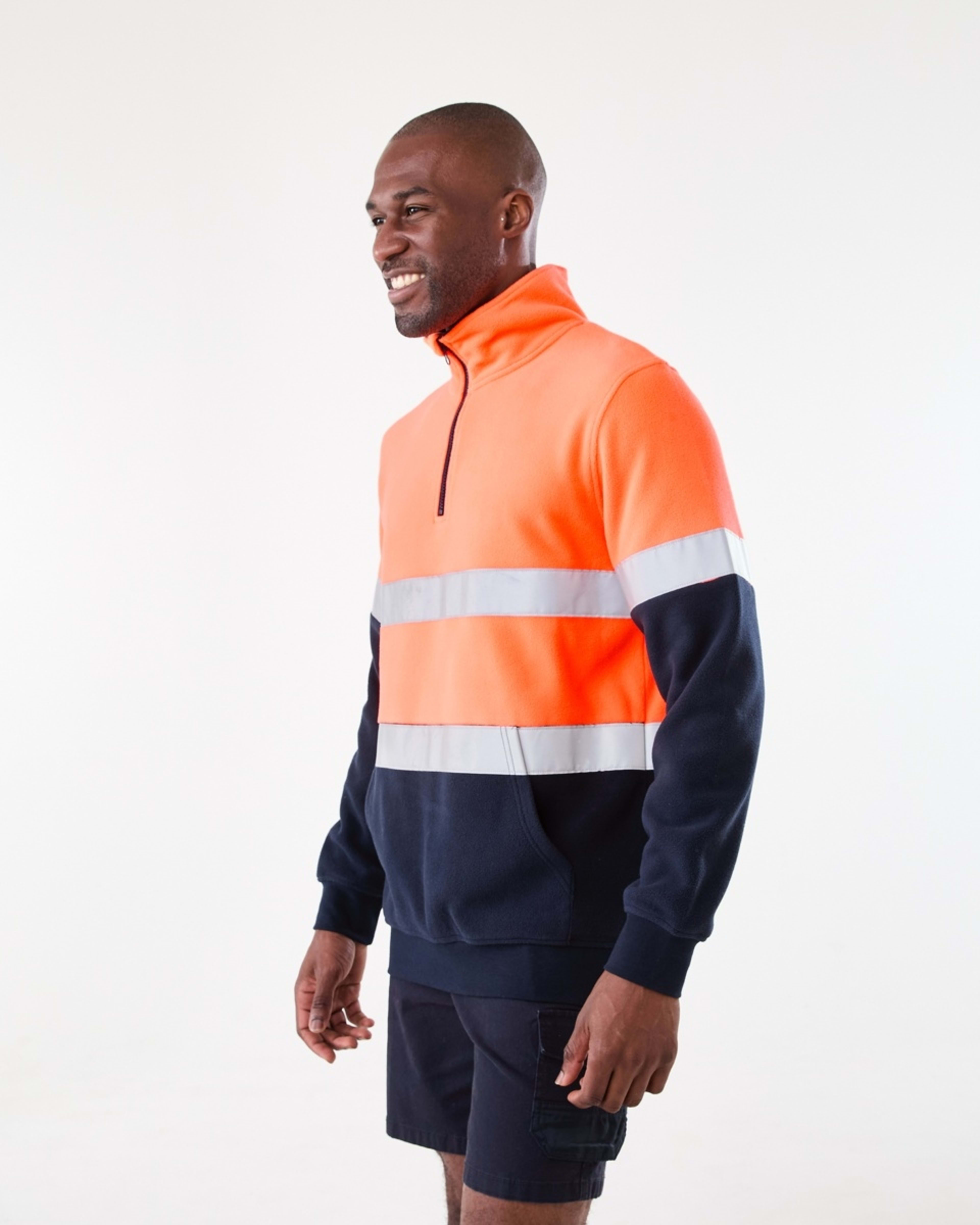 2 Workwear Hi-Visibility 1/4 Zip Polar Fleece Pullover Orange, 2 of 6