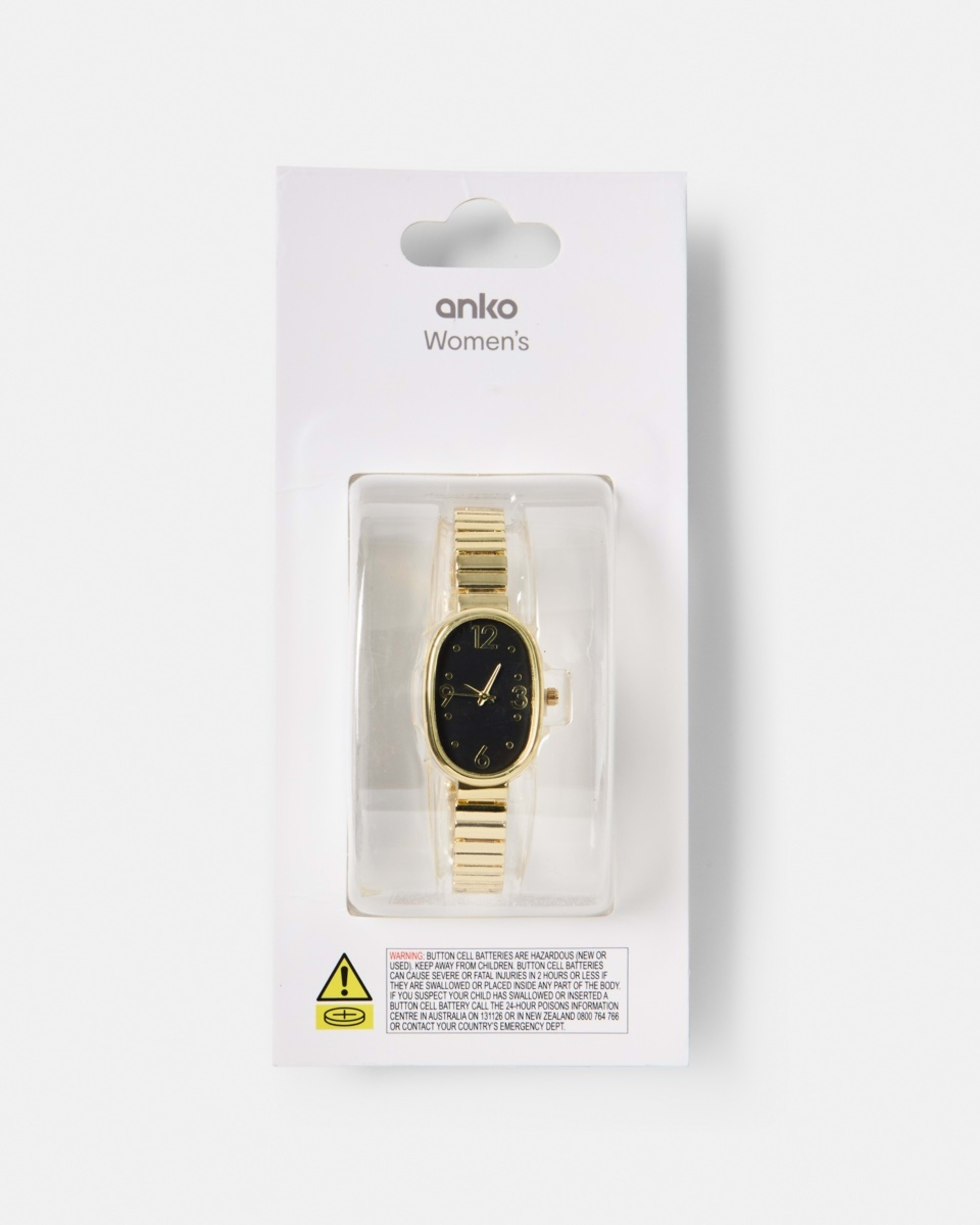 5 Womens Oval Metal Watch - Black and Gold Tone Gold, 5 of 6