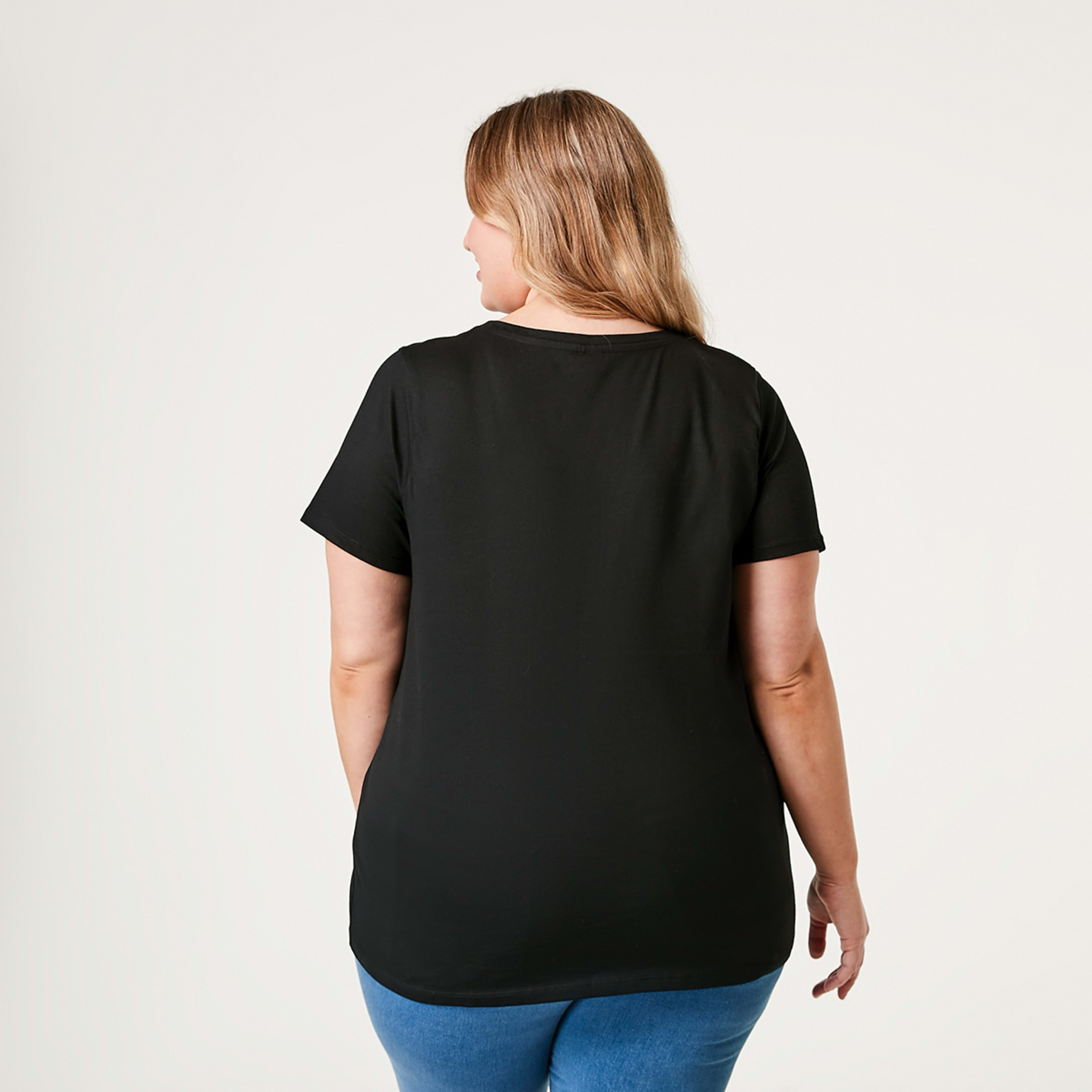 3 Curve Short Sleeve V-Neck T-shirt Black, 3 of 4