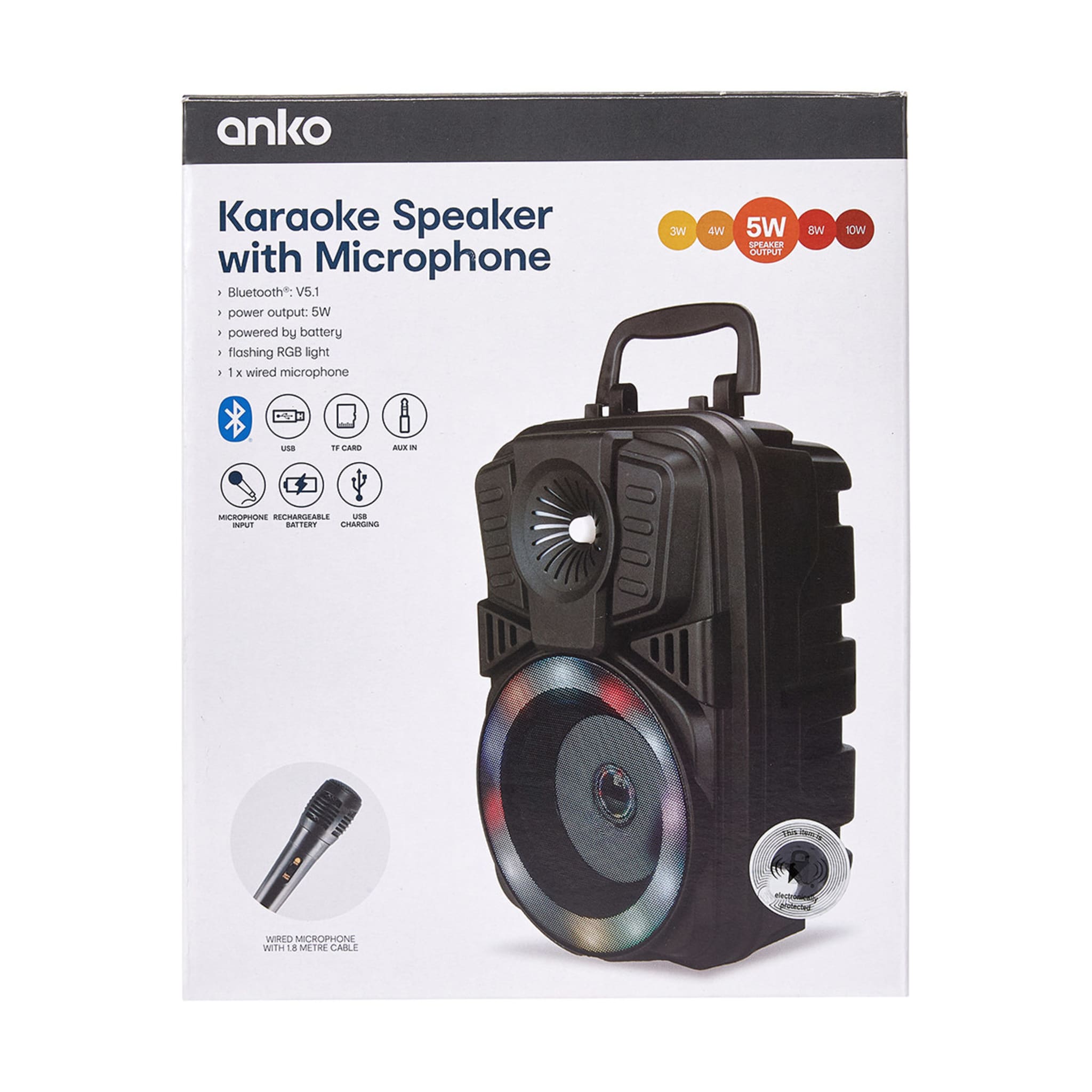 Karaoke Speaker with Microphone Black Kmart