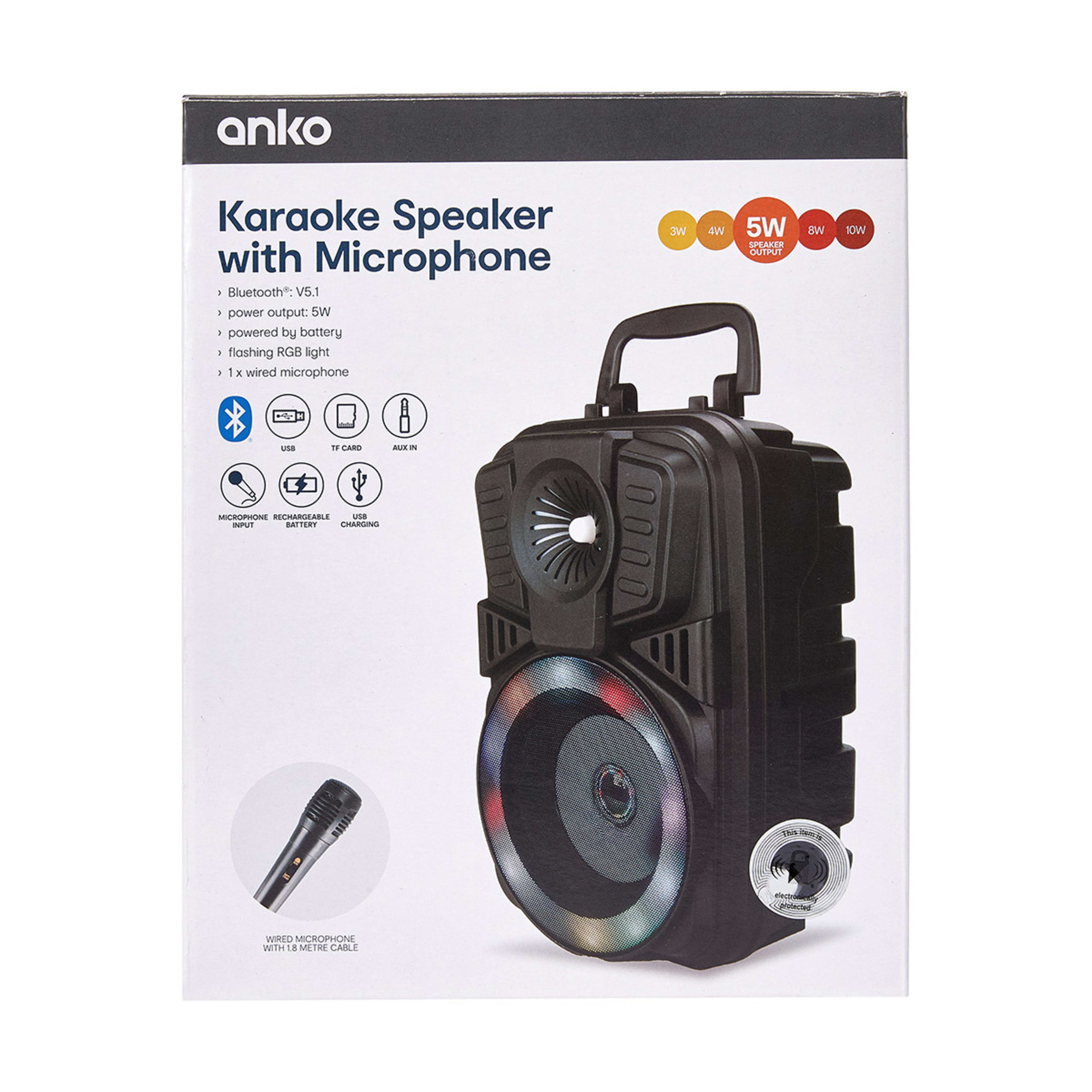 Karaoke Speaker with Microphone Black Kmart