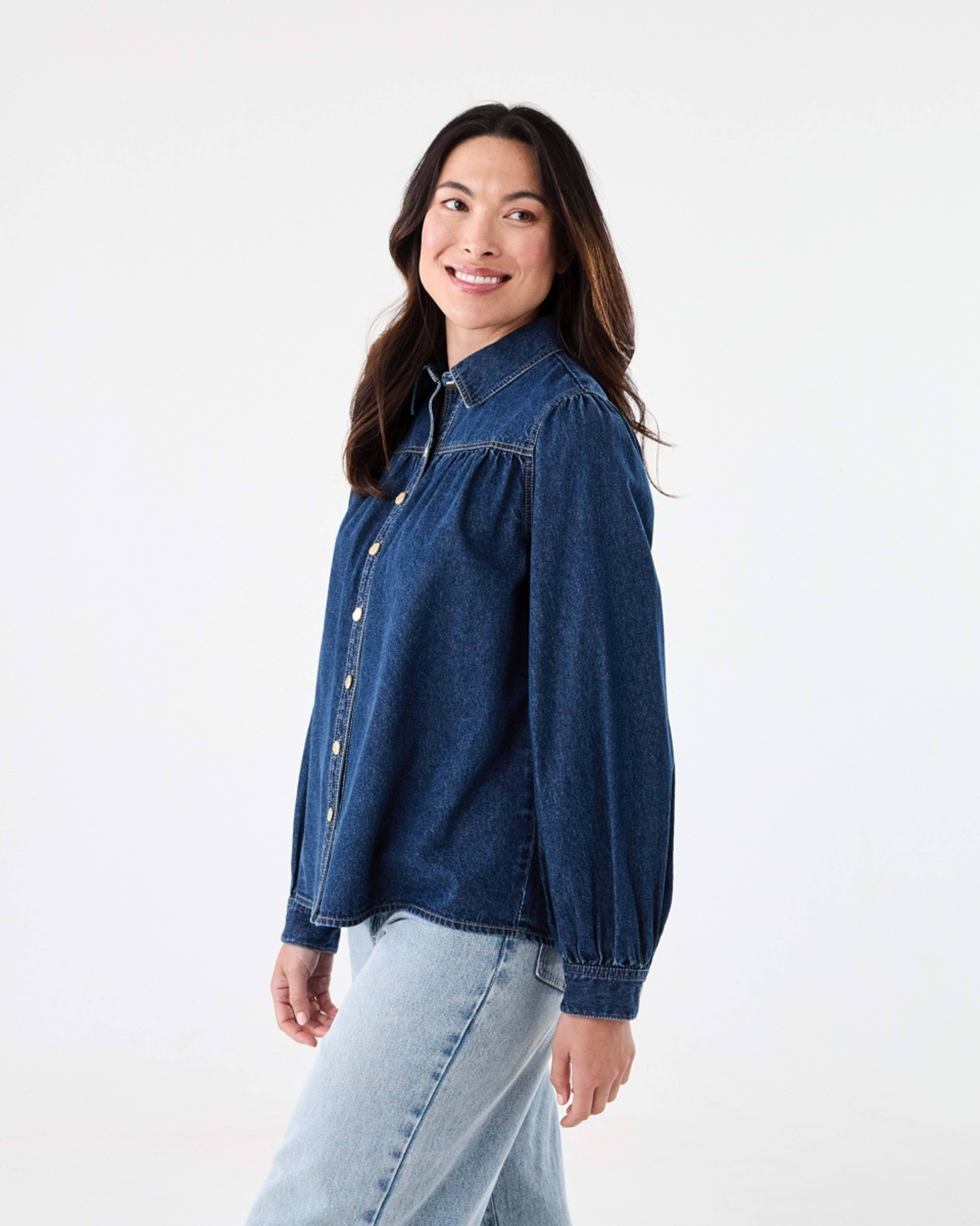 2 Long Balloon Sleeve Top Dark Wash, 2 of 7
