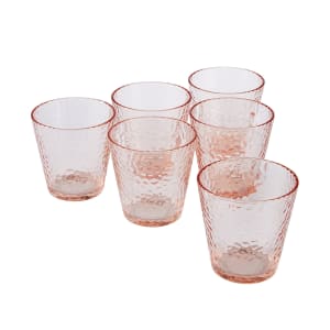 6 Pink Hammered Tumblers