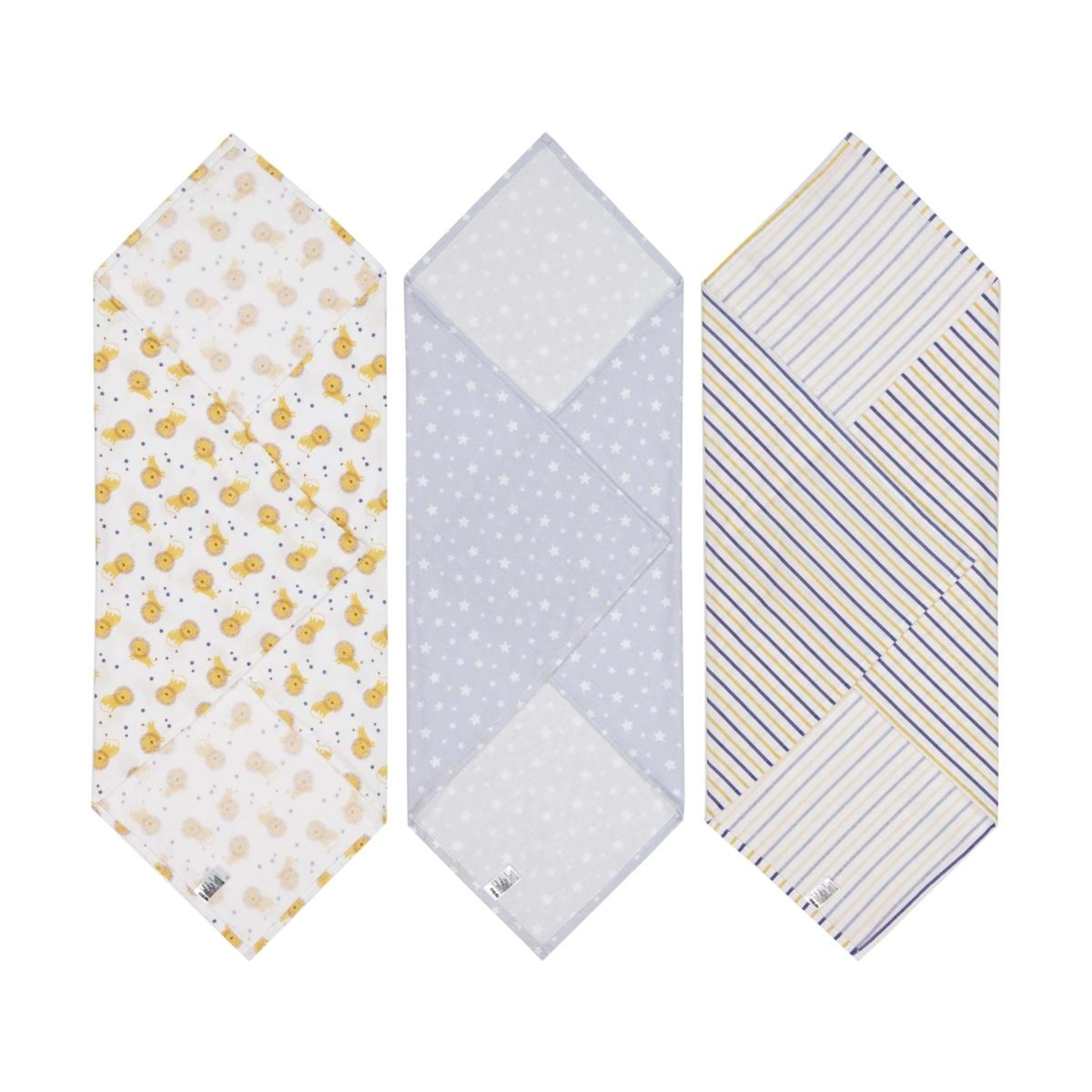 2 3 Pack Flannelette Wraps - Lion, 2 of 6