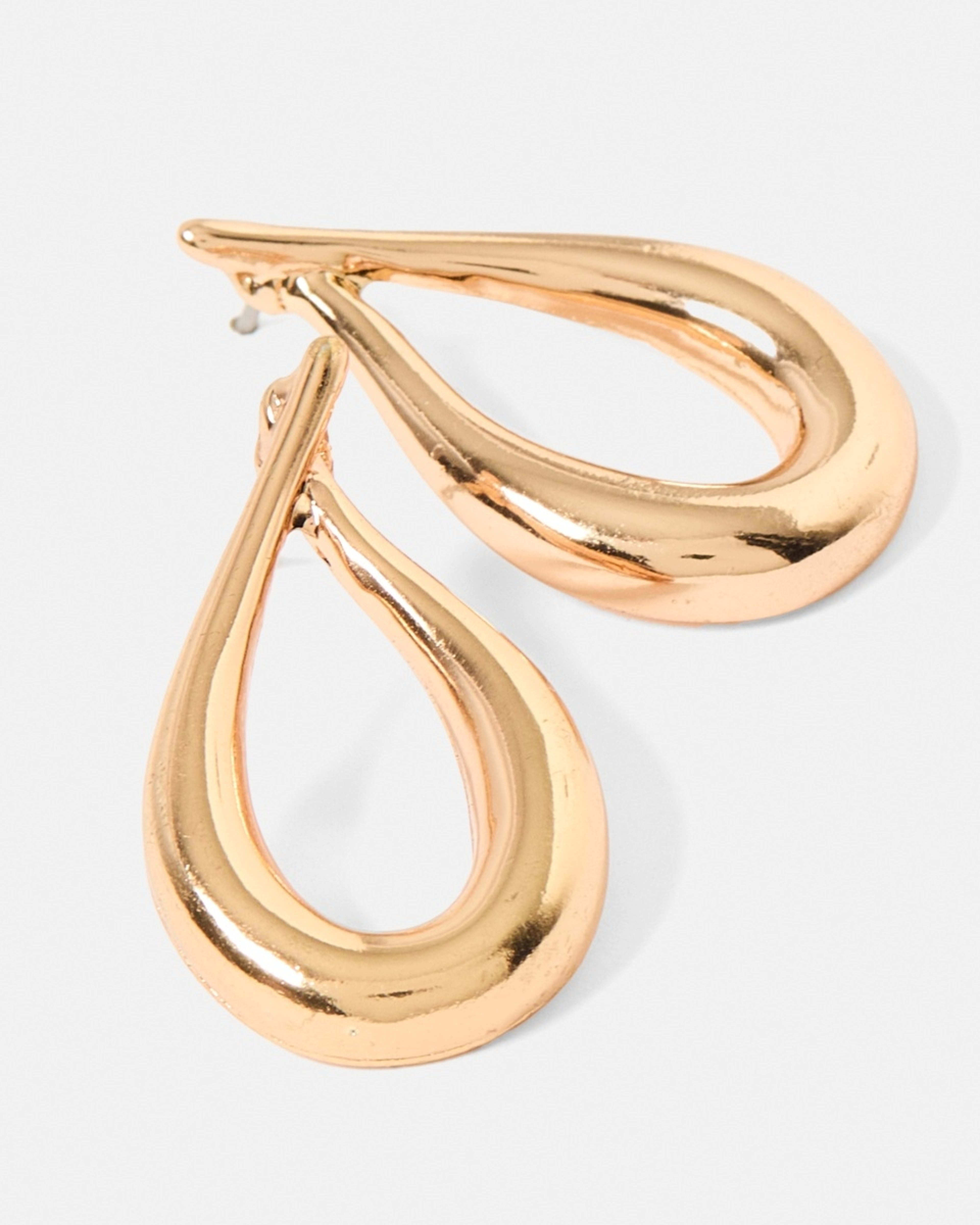 3 Crossover Teardrop Earrings - Gold Tone Gold, 3 of 5