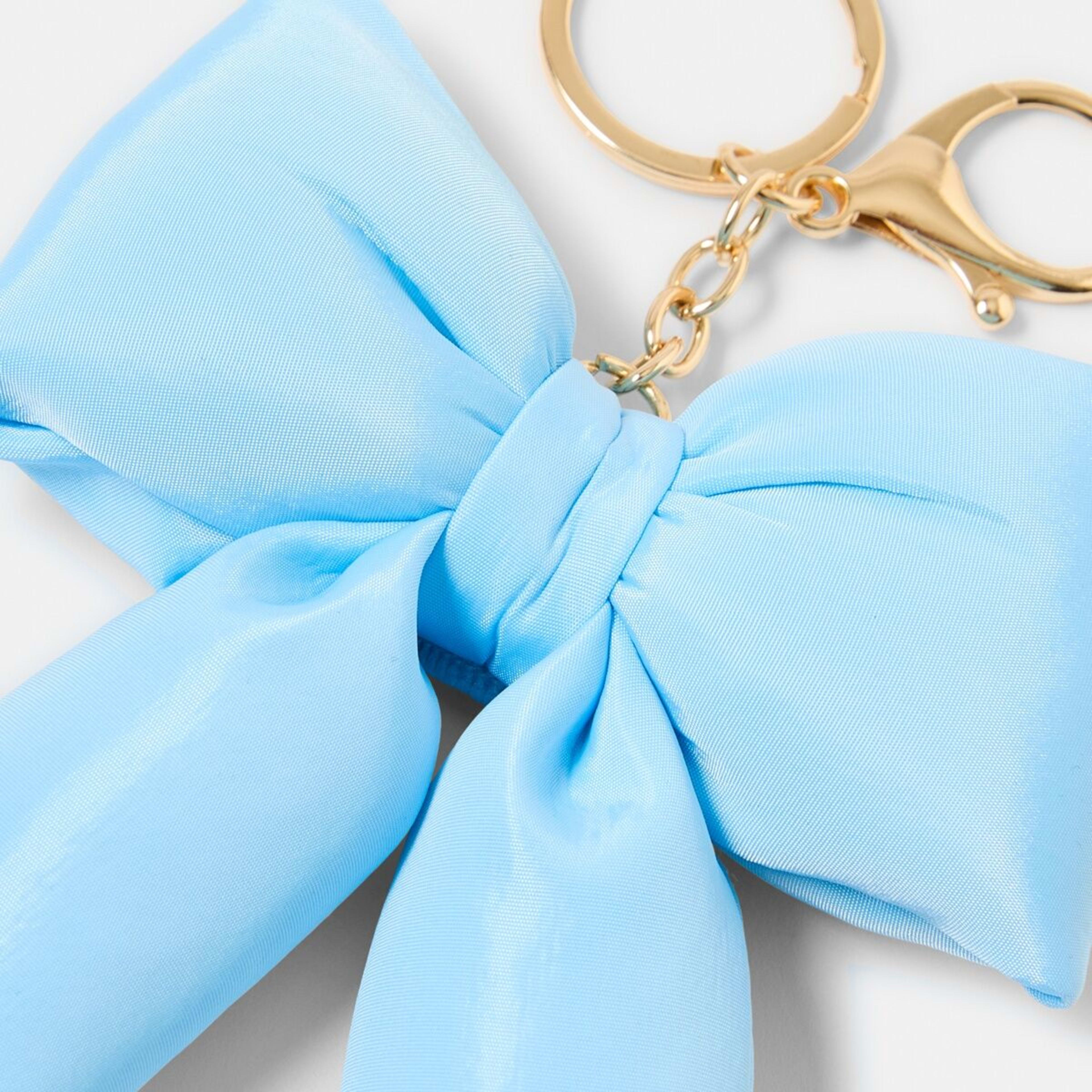2 Puffy Bow Keyring - Gold Tone and Blue, 2 of 3