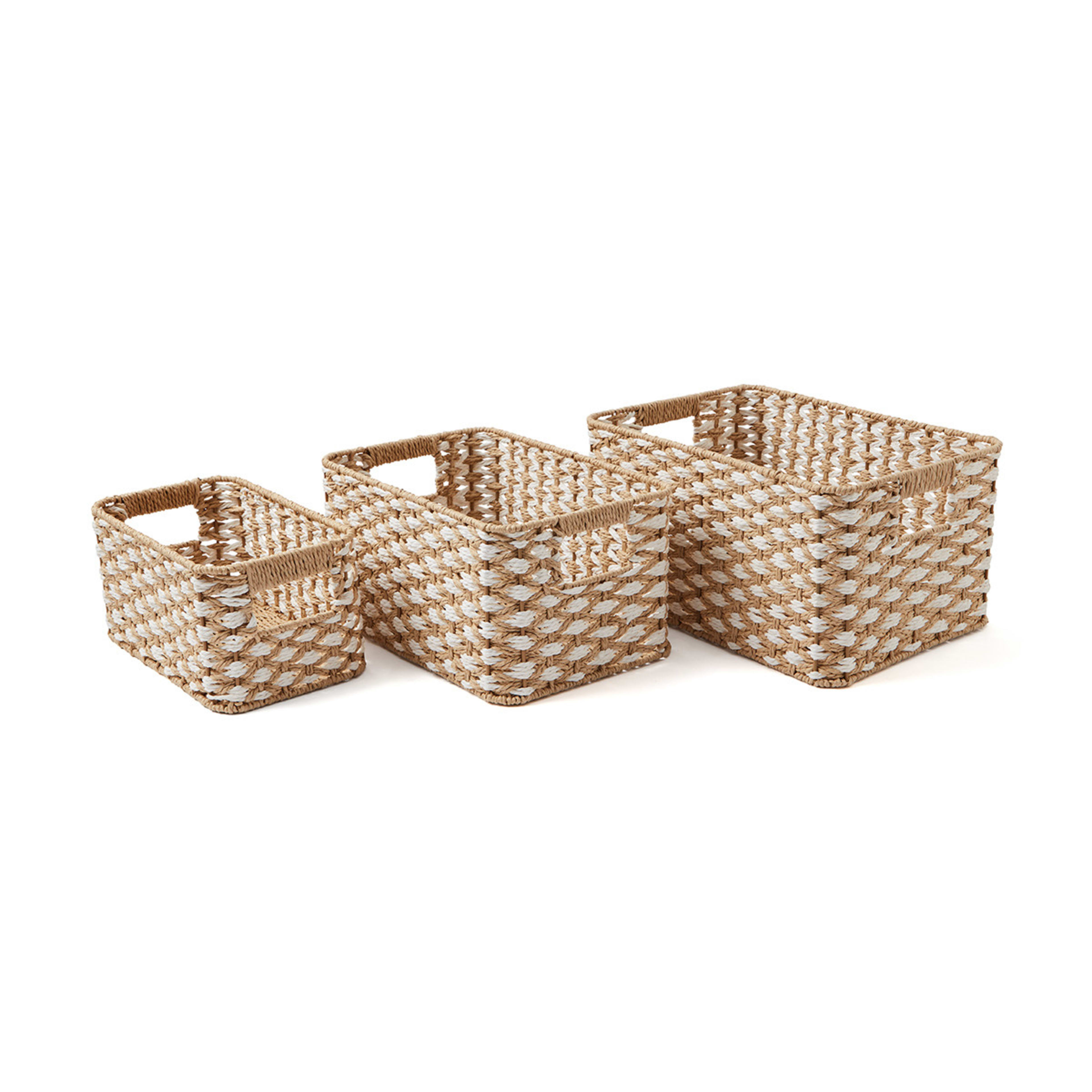 Set of 3 Rectangle Baskets Brown Kmart