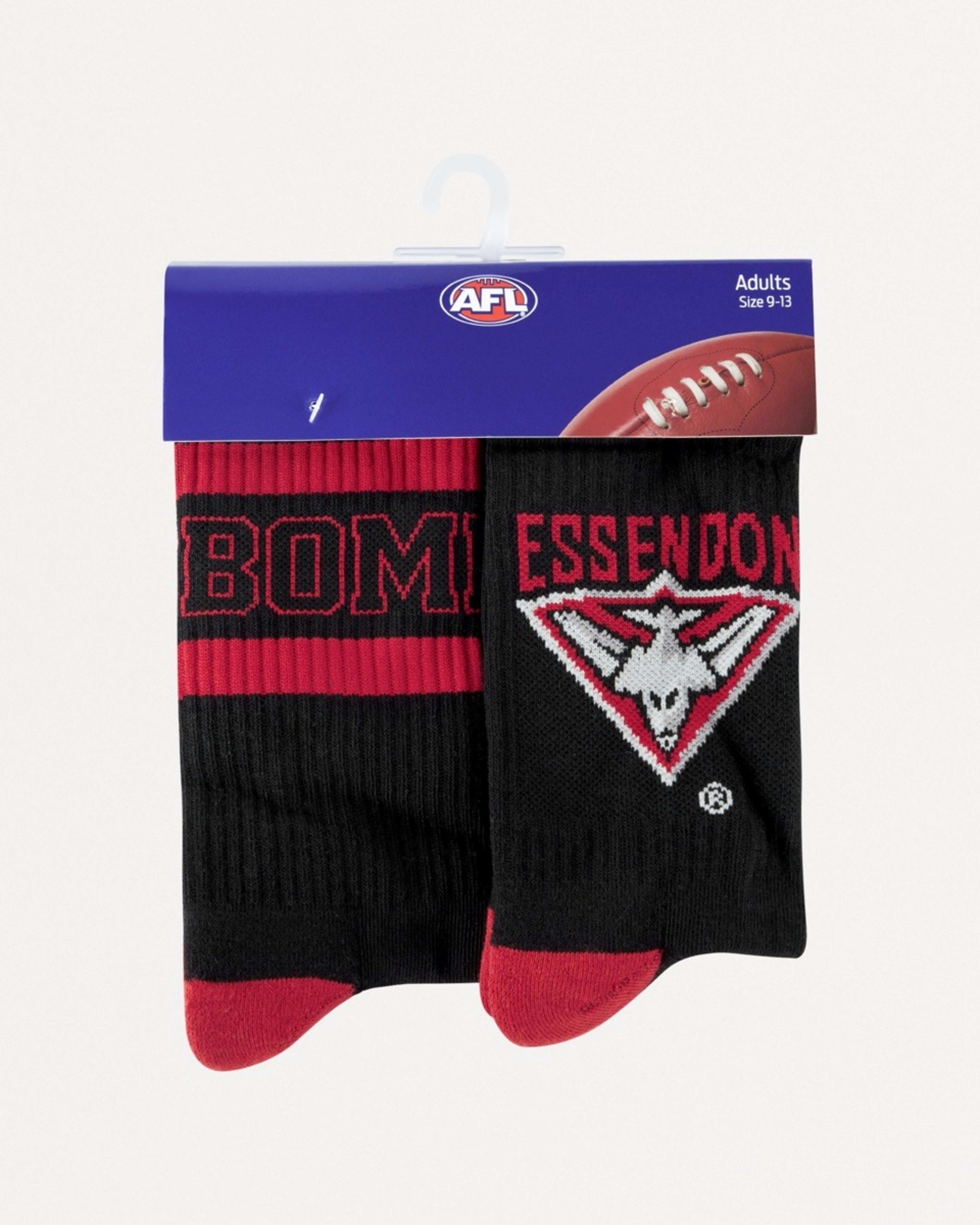 3 2 Pack Official AFL Adult Socks Essendon, 3 of 3