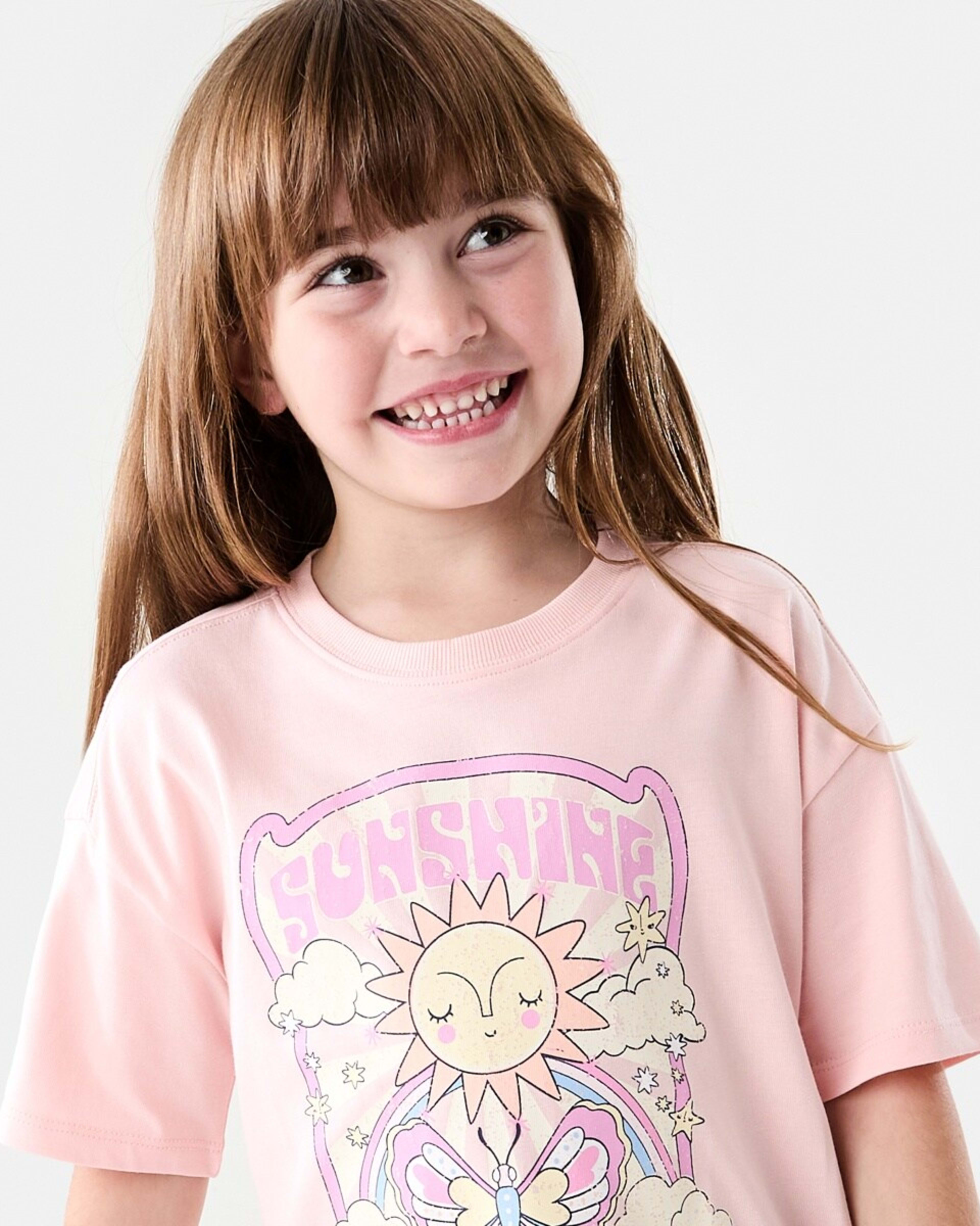 3 Short Sleeve Oversized Print T-shirt SUNSHINE STATE OF MIND PEACH, 3 of 6