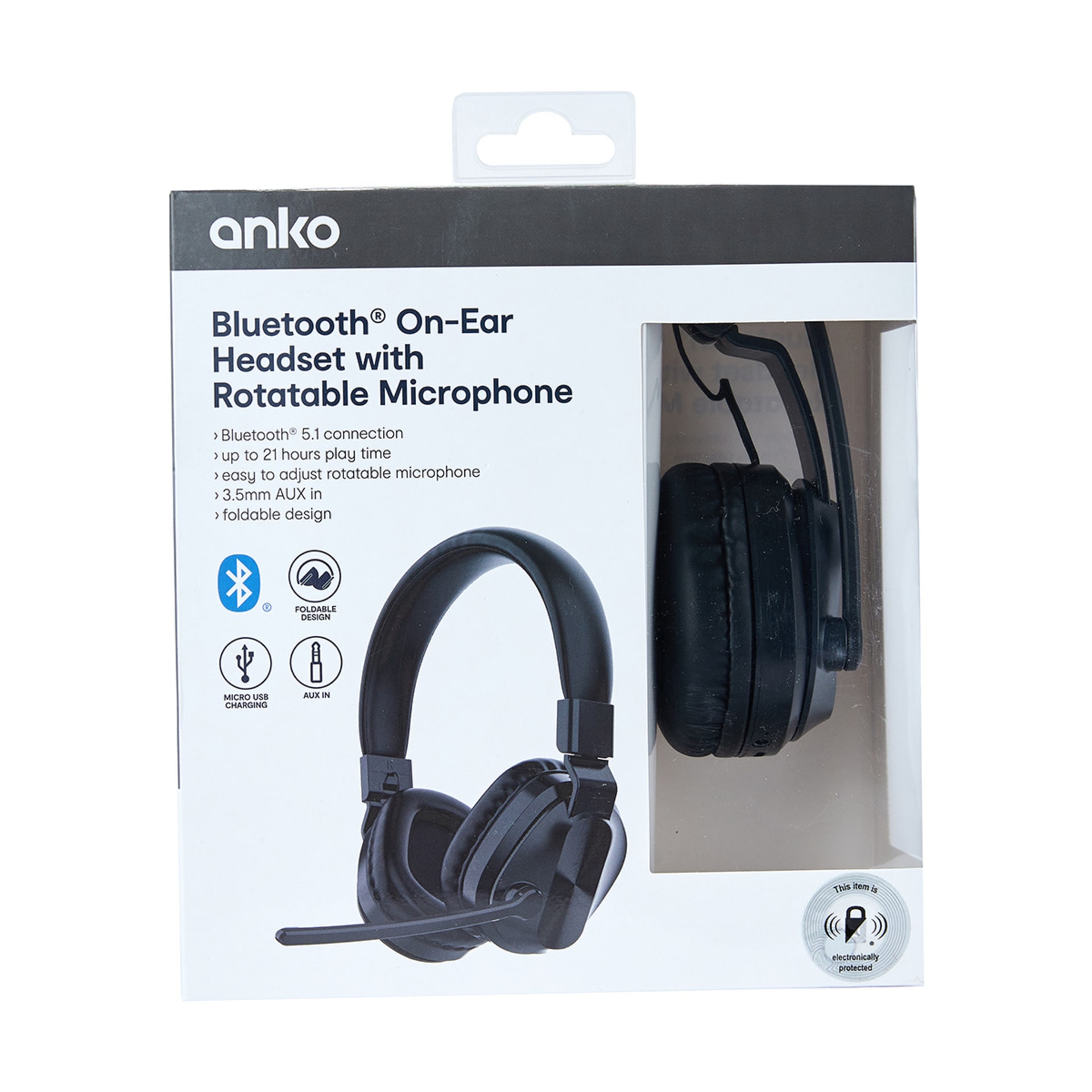 Bluetooth OnEar Headset with Rotatable Microphone Kmart