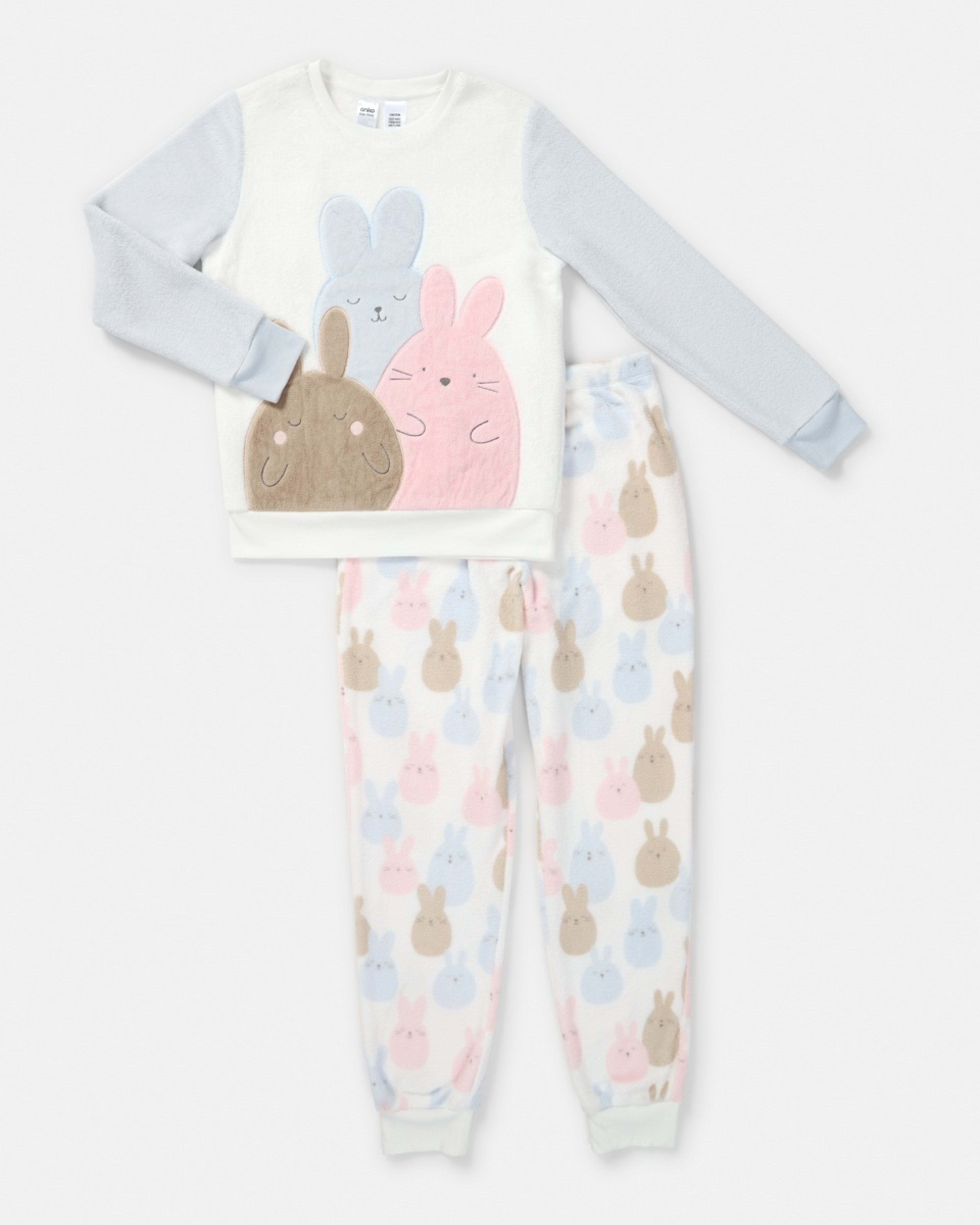 6 Fluffy Pyjama Set Bunnies White, 6 of 9