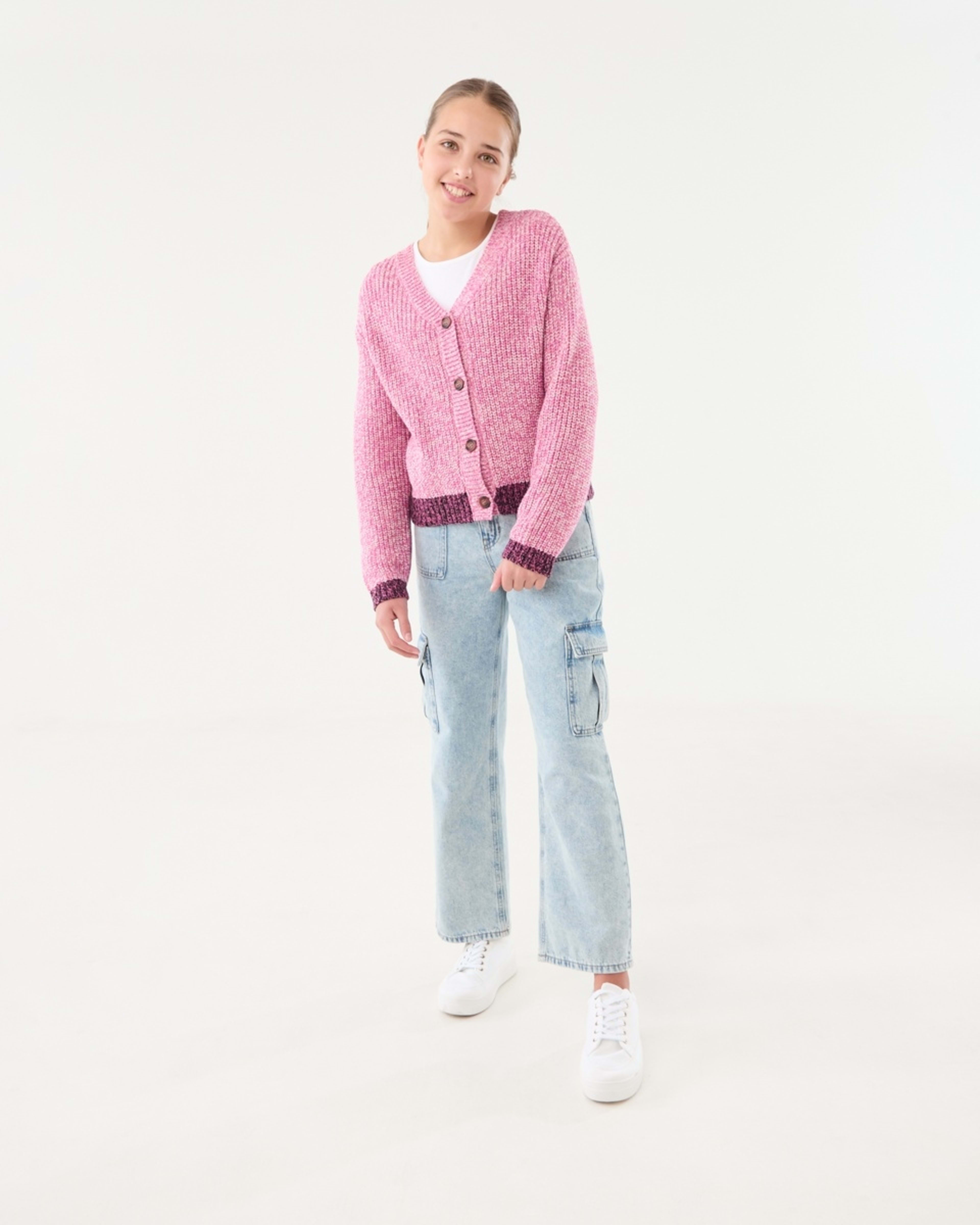 7 Button Through Cardigan Space Pink, 7 of 10
