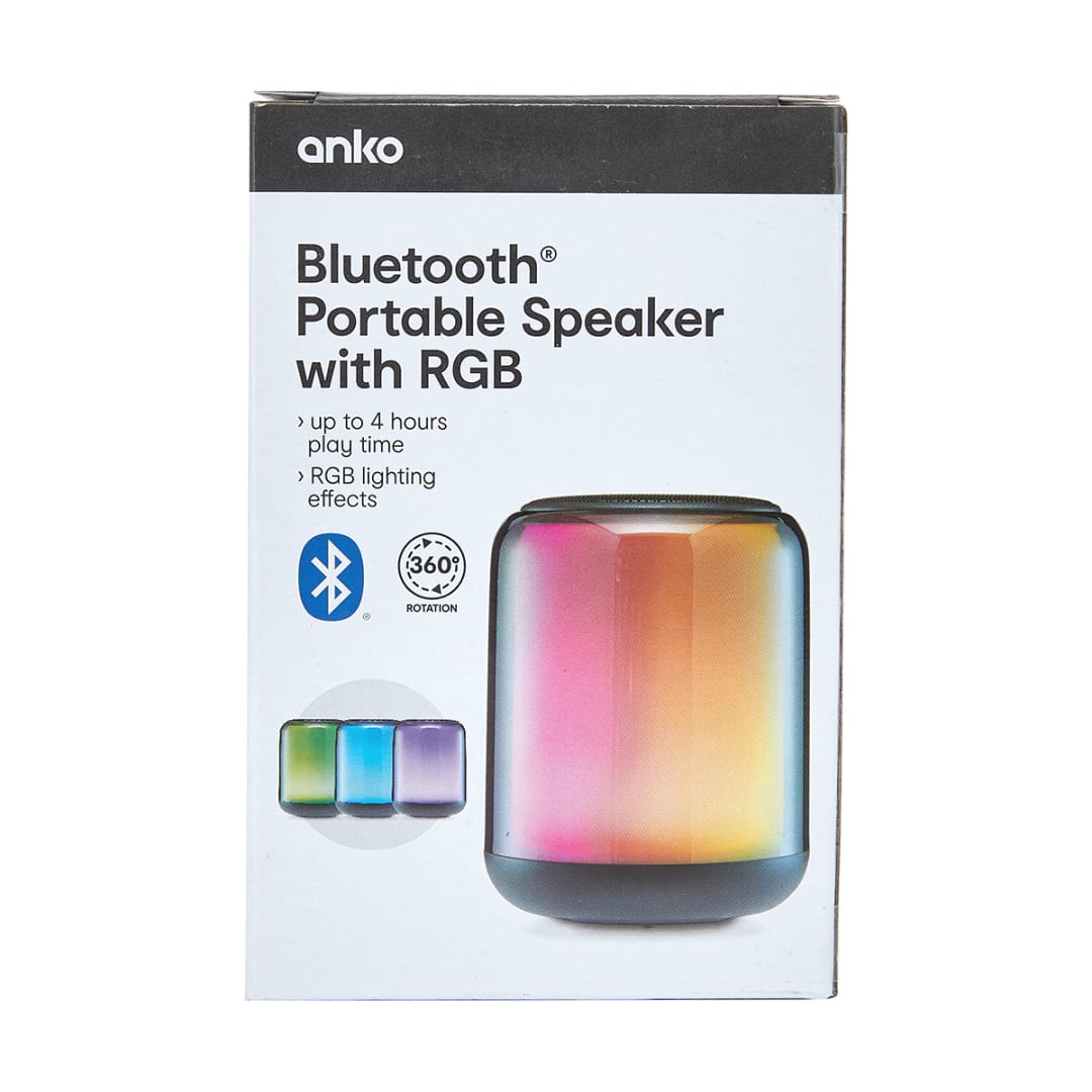 Bluetooth Portable Speaker with RGB Lights Kmart