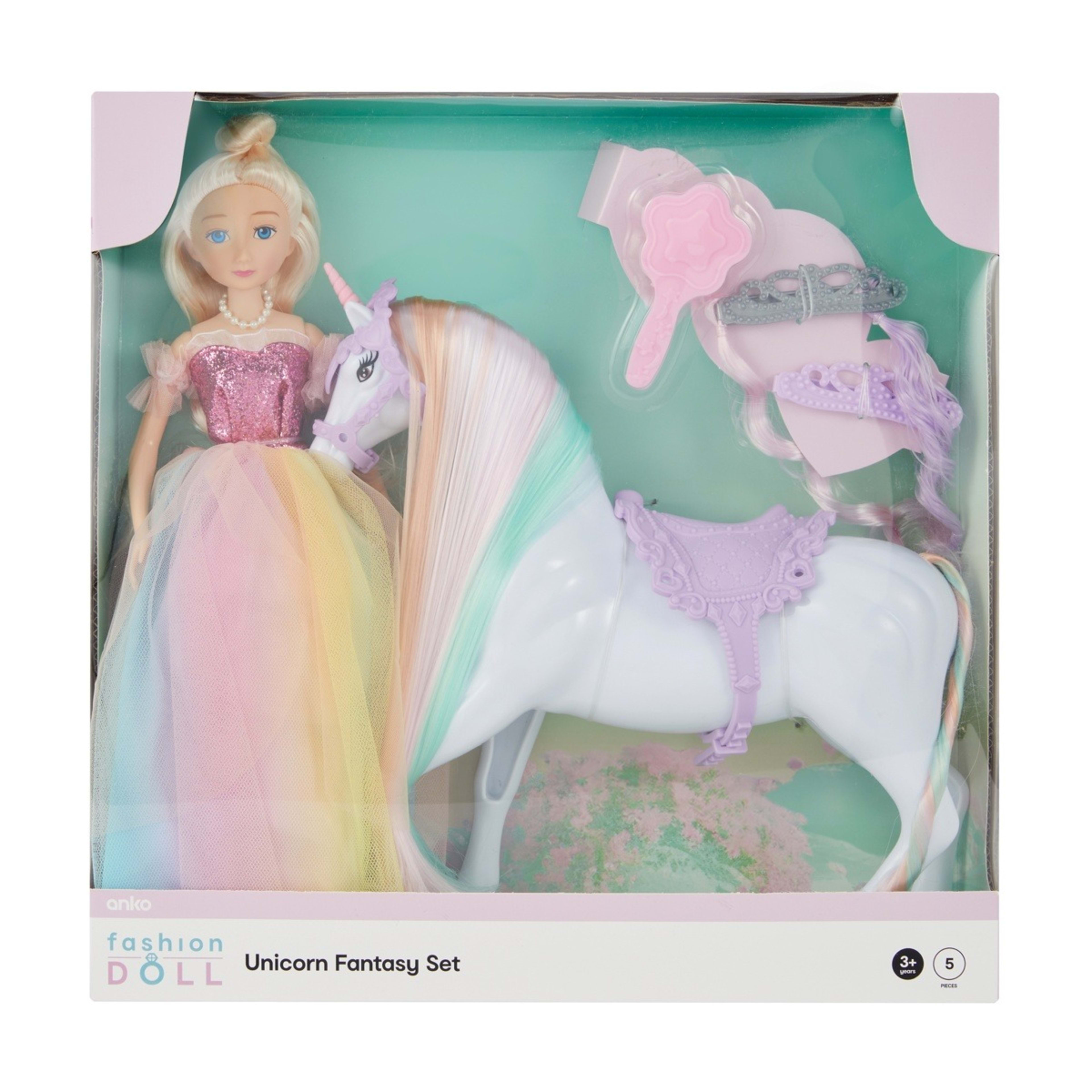 9 5 Piece Fashion Doll Unicorn Fantasy Set, 9 of 10