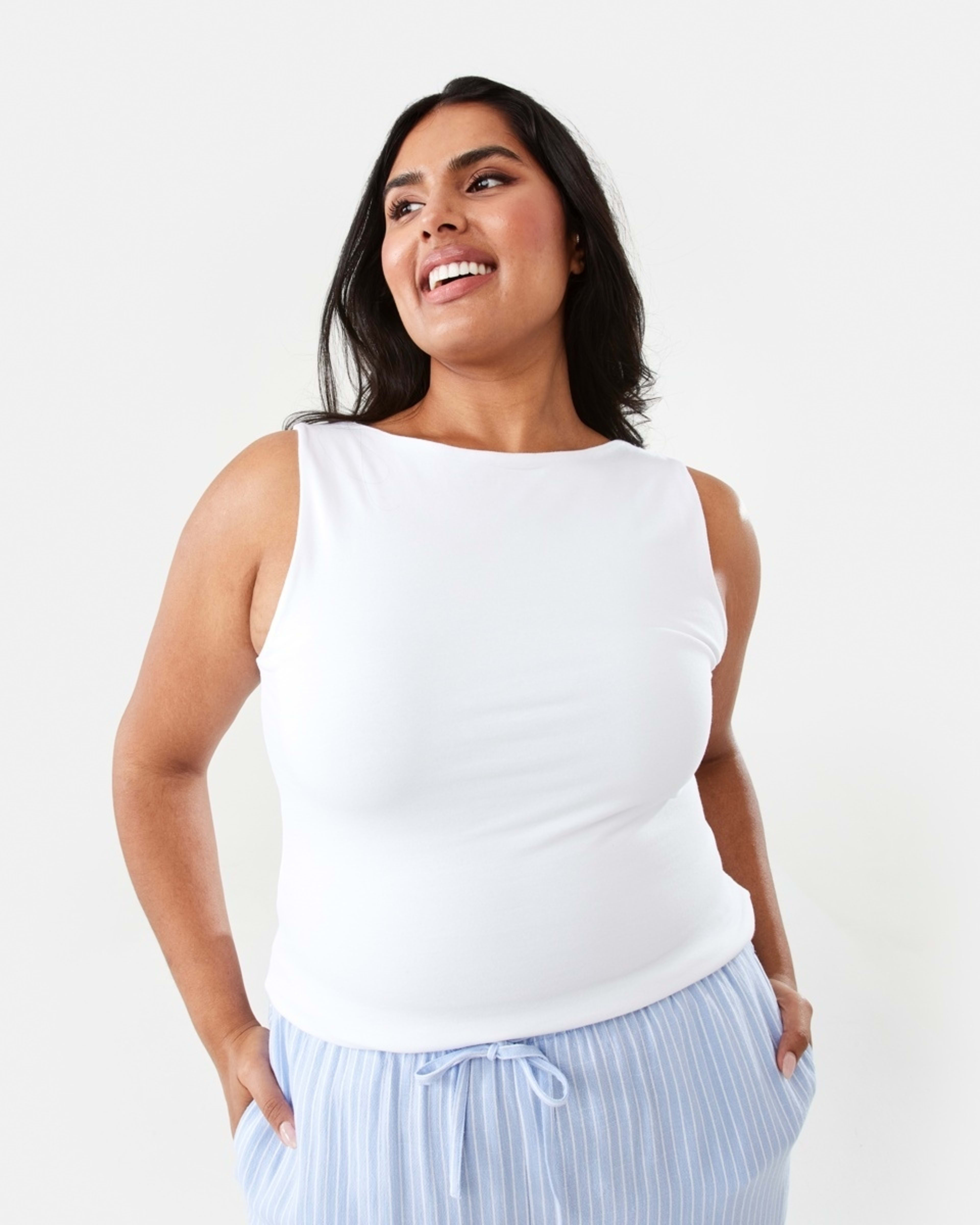 3 Sleeveless Two Way Tank White, 3 of 10