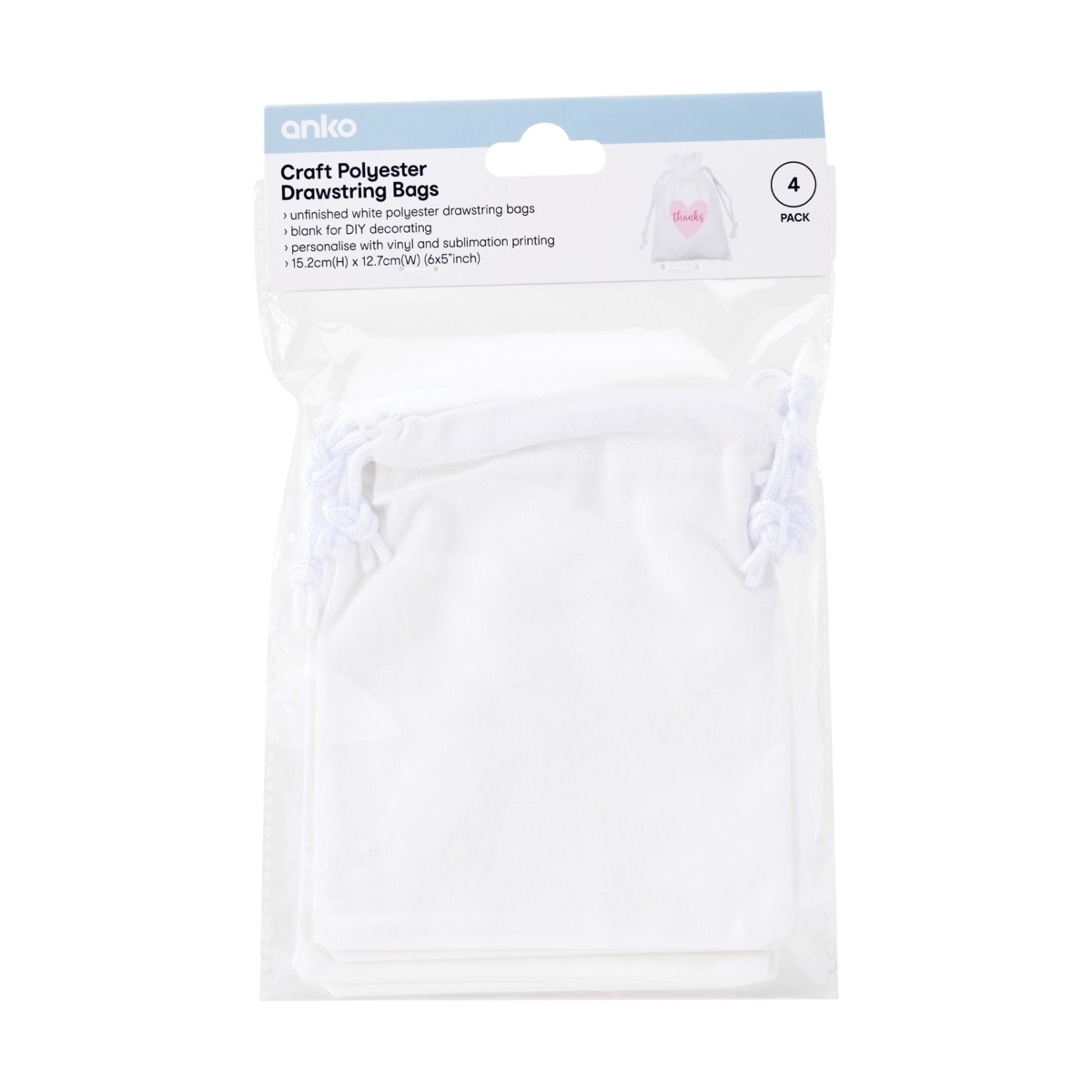 4 4 Pack Craft Polyester Drawstring Bags, 4 of 4