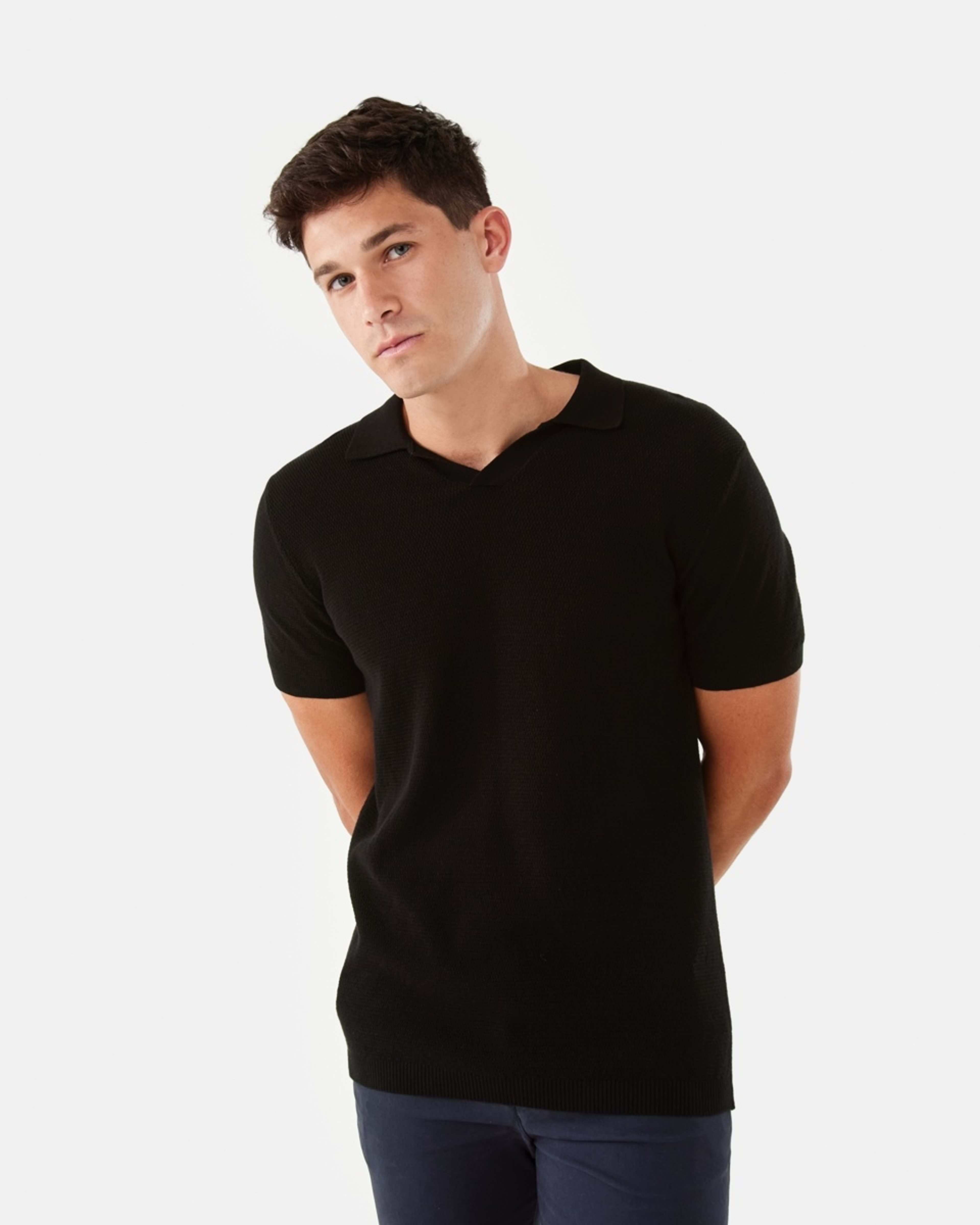 1 Knit Polo Shirt Black