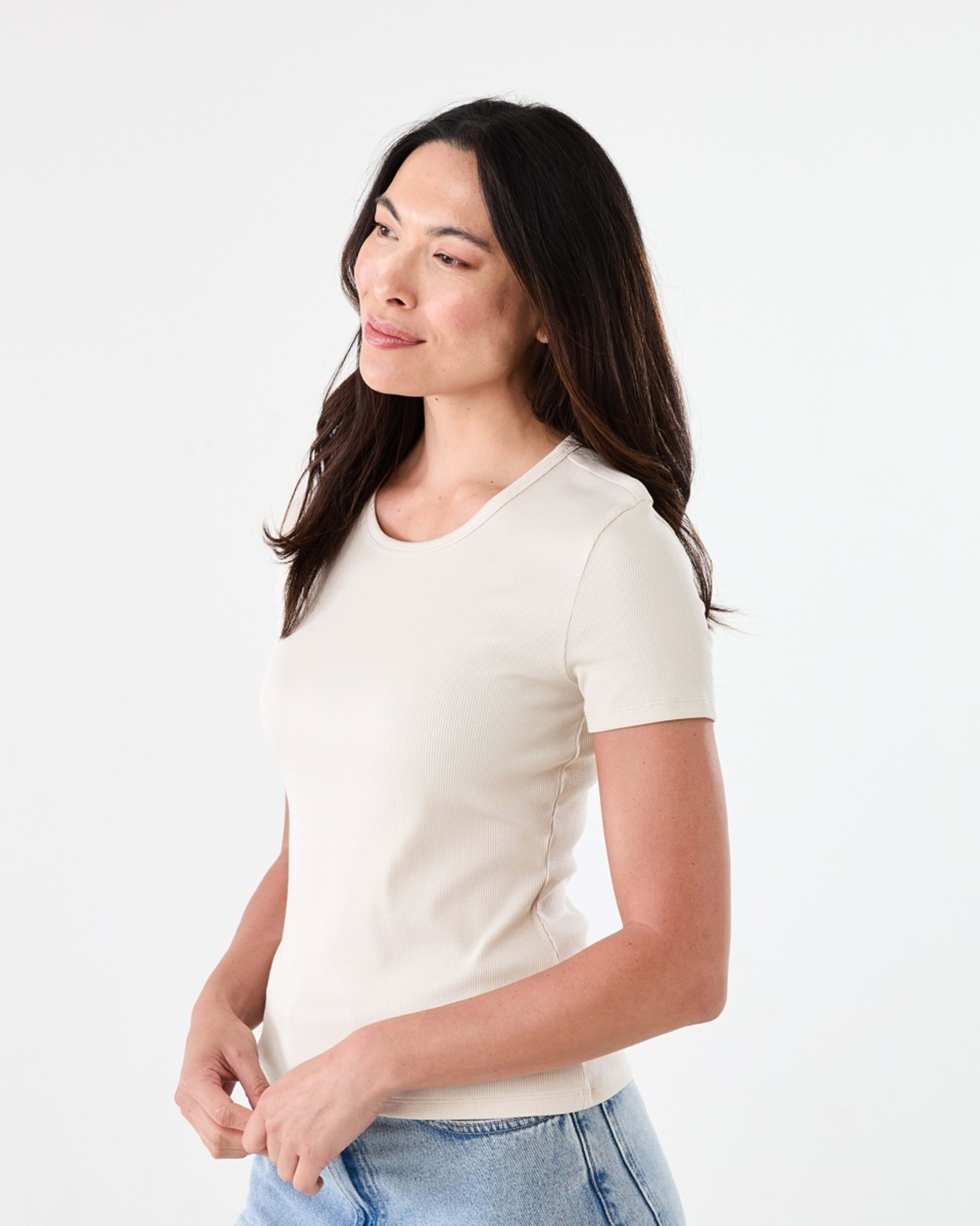 2 Short Sleeve Rib Crew Neck T-shirt NATURAL BEIGE, 2 of 5