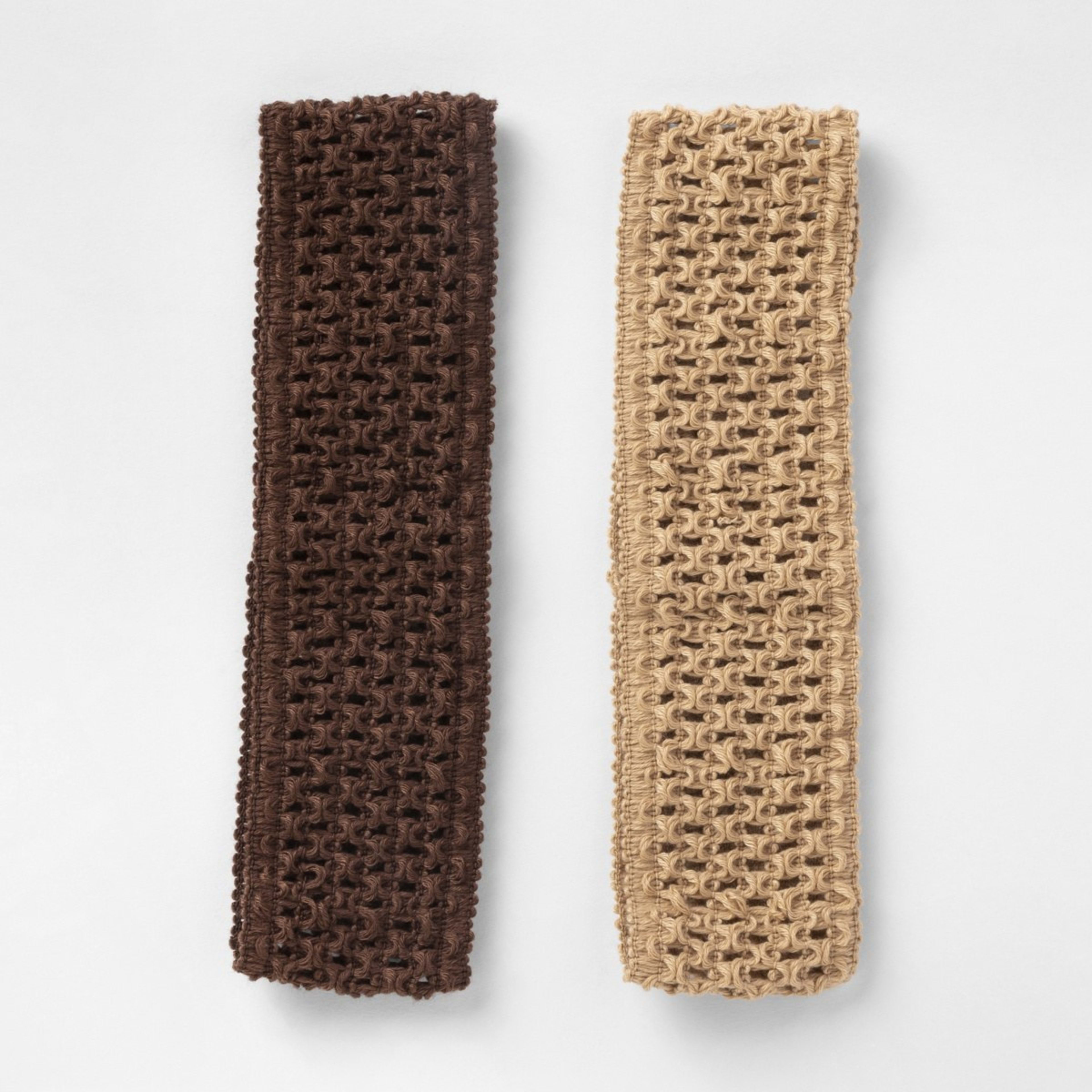 1 2 Pack Stretch Crochet Headband - Brown and Beige